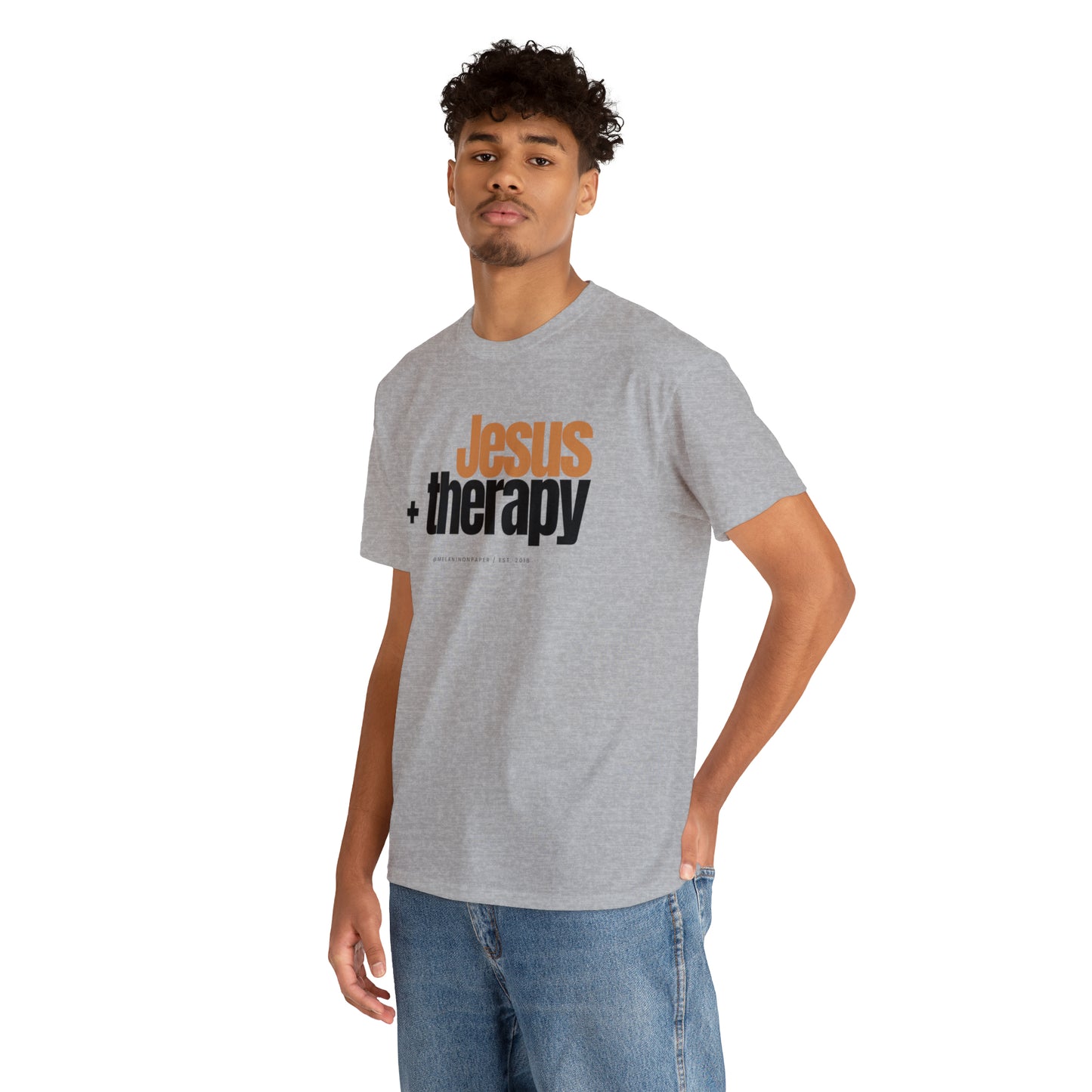 "Jesus + therapy" Unisex Heavy Cotton Tee - White, Sport Grey, & Graphite Heather Grey