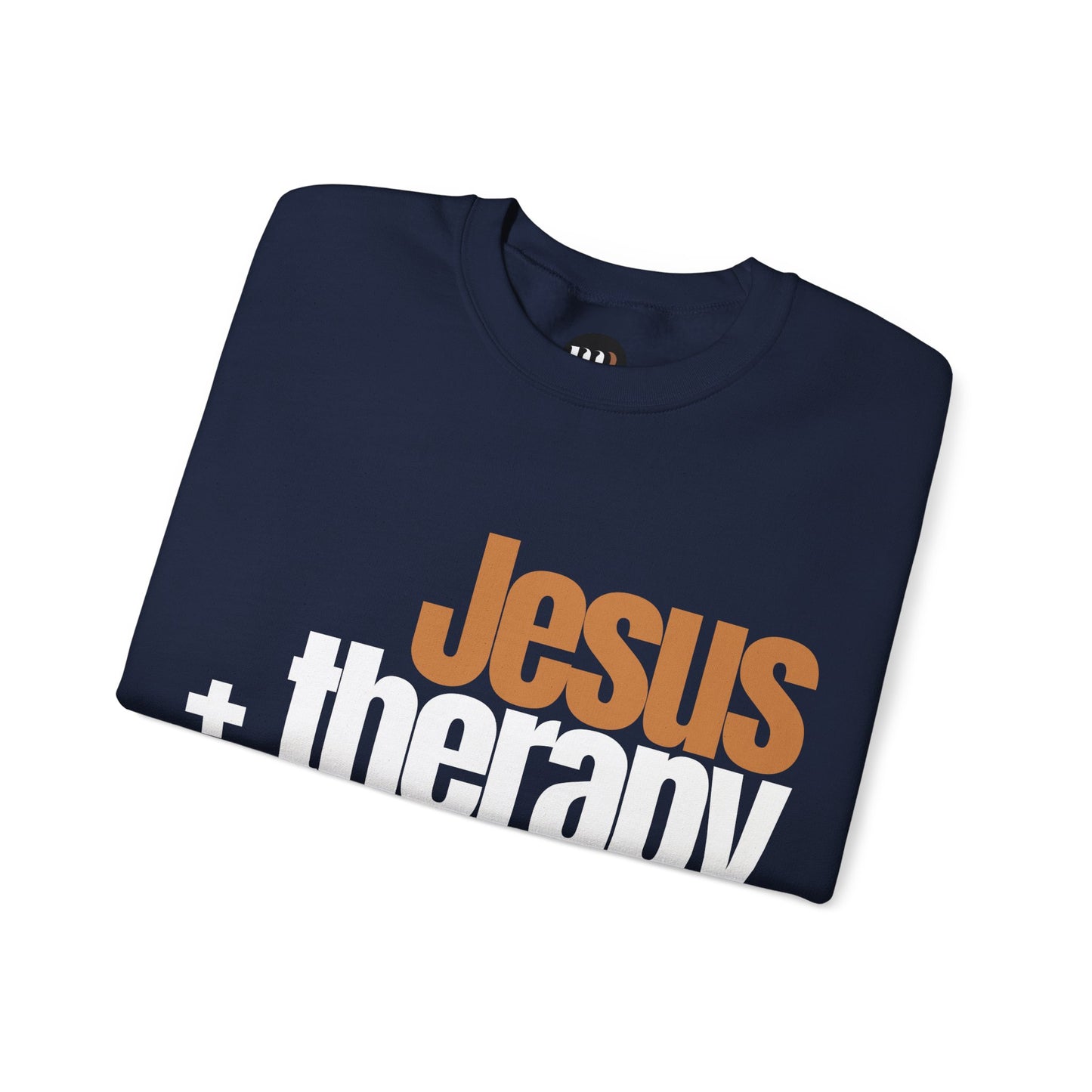 "Jesus + therapy" Unisex Heavy Blend™ Crewneck Sweatshirt - Black, Gray, & Navy Blue Available