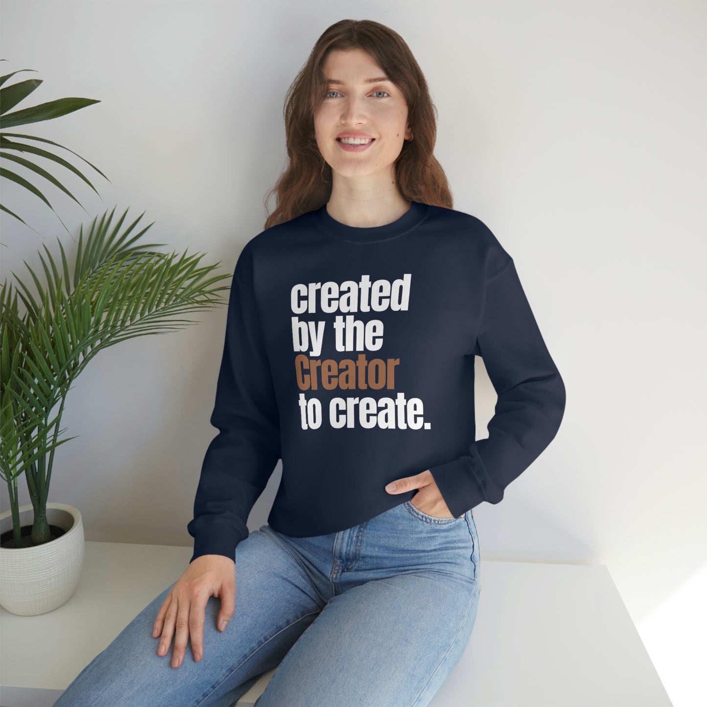 "created by the Creator..." Unisex Heavy Blend™ Crewneck Sweatshirt - Black, Gray, & Navy Blue Available