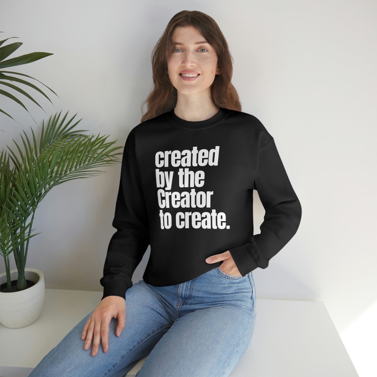 "created by the Creator..." Unisex Heavy Blend™ Crewneck Sweatshirt - Black & Navy Blue Available