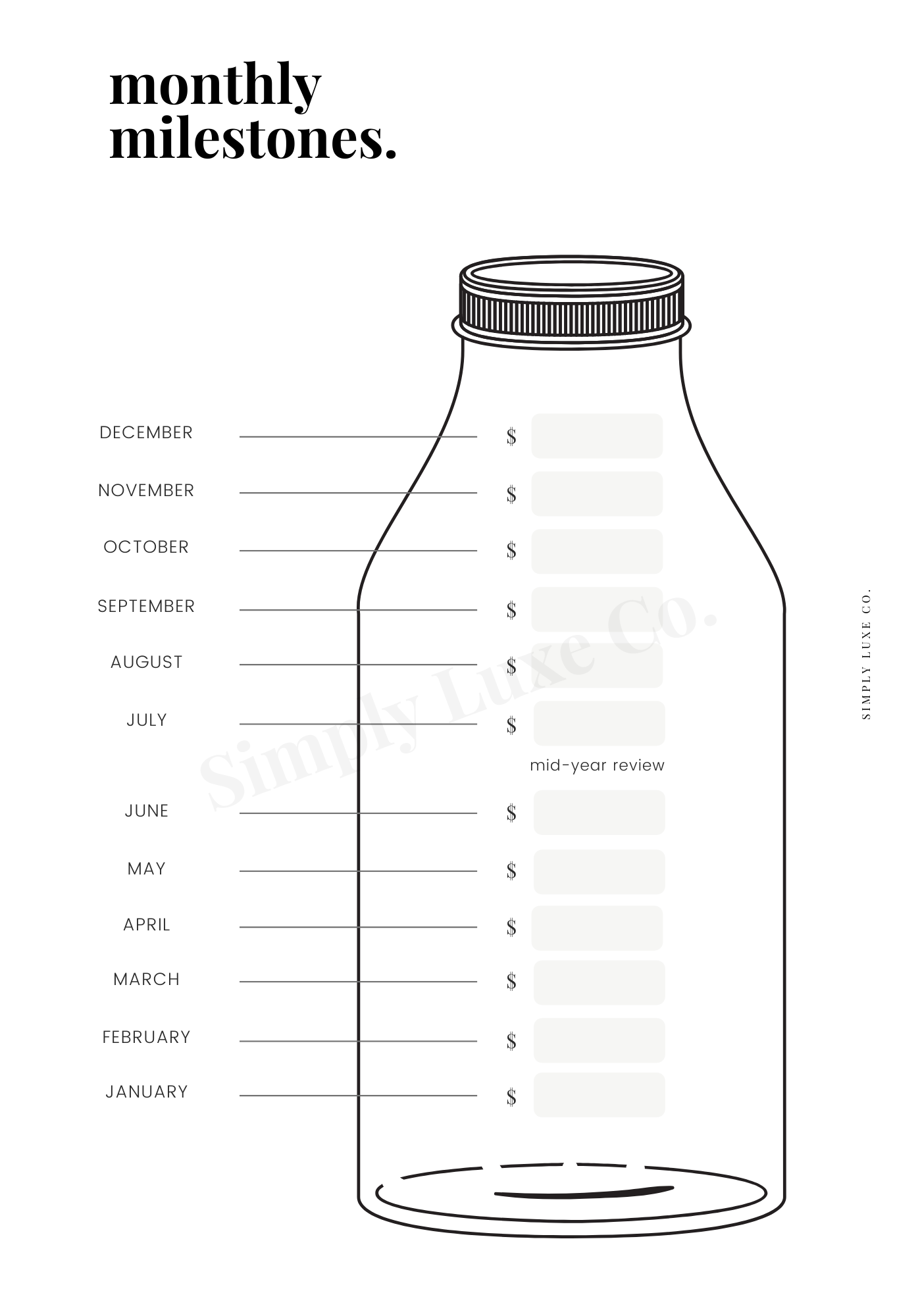 Monthly Milestone Printable Insert