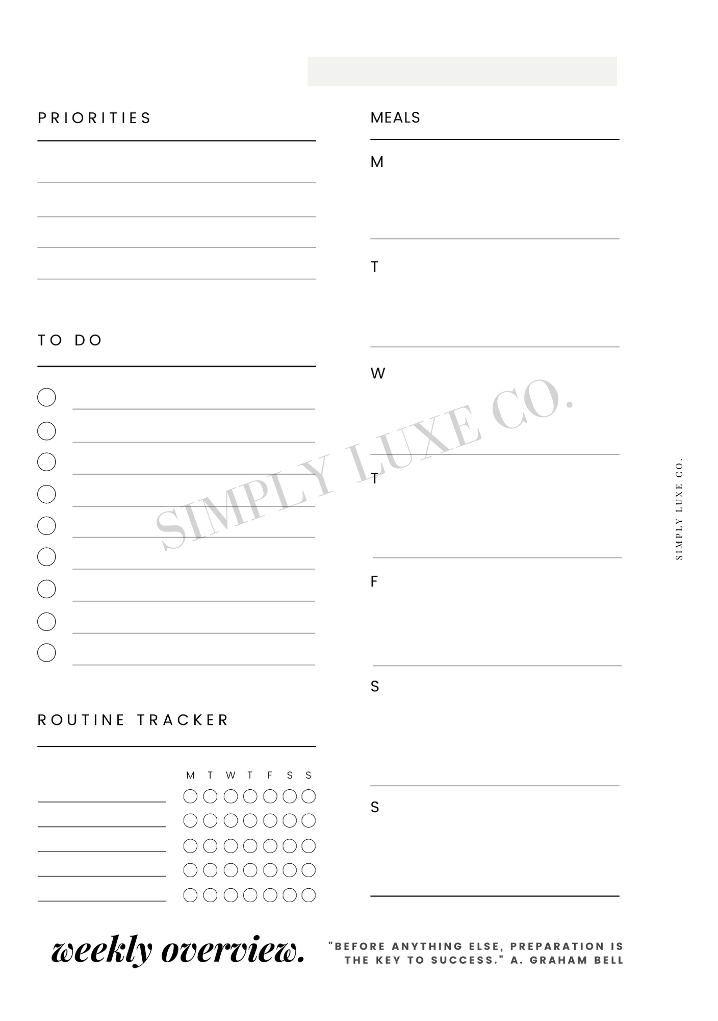 weekly overview "Editorial Edition" Printable Insert