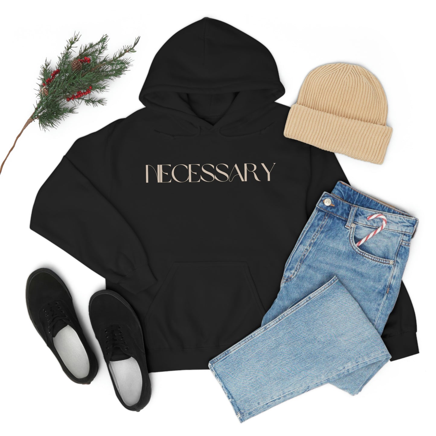 "necessary" Unisex Heavy Blend™ Hooded Sweatshirt - Black, Chocolate, & Hunter Green Available