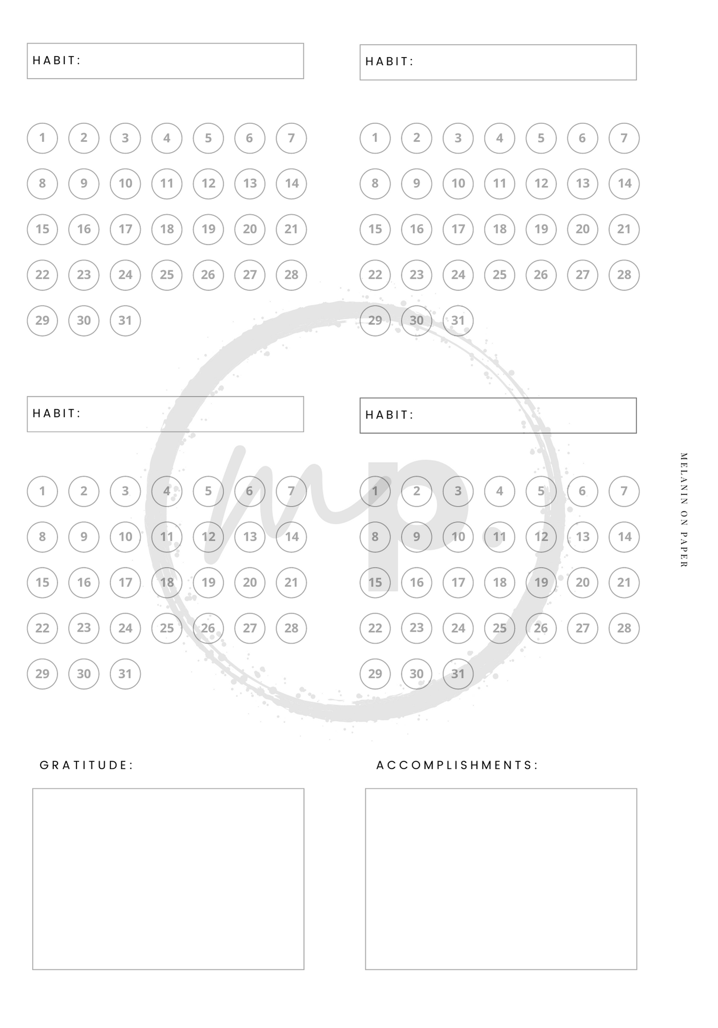 undated monthly calendar Printable Planner Insert Bundle