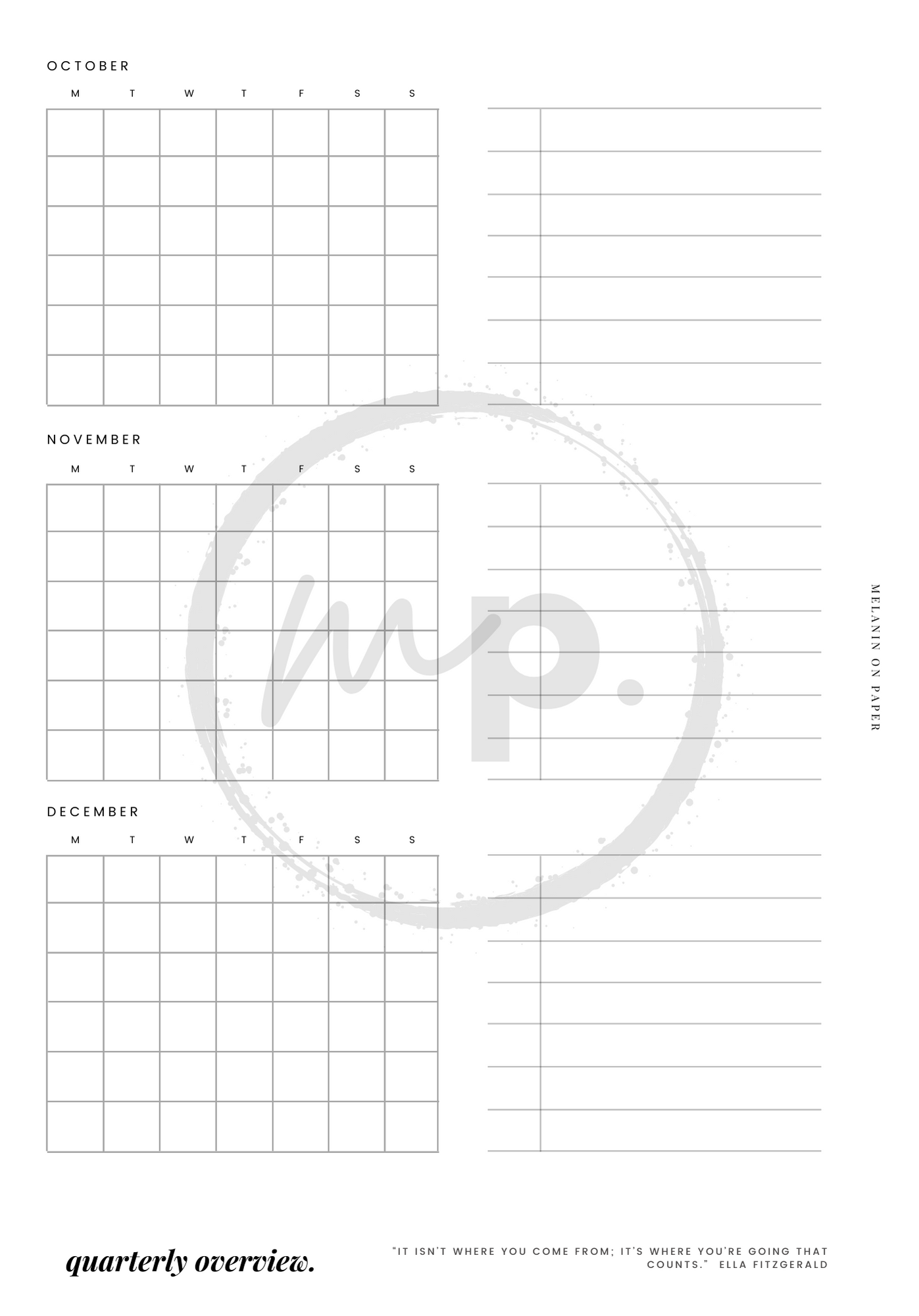 "quarterly overview" Printable Planner Insert Bundle