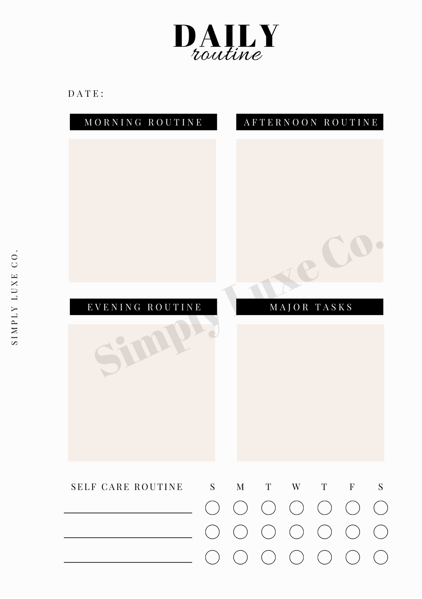 Daily Routine & Self Care Printable