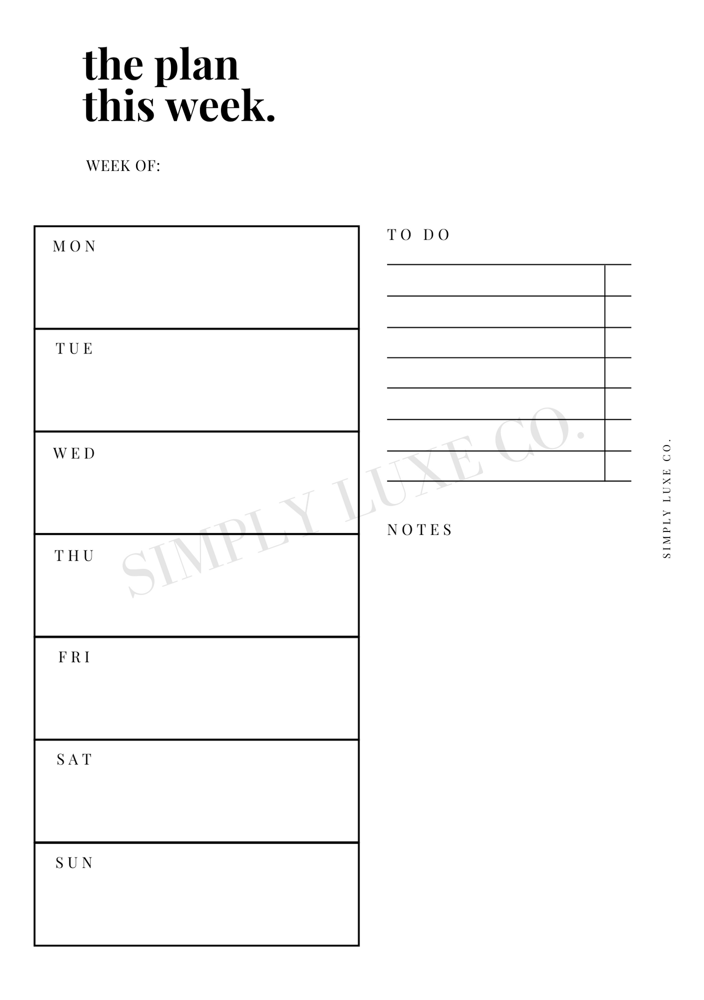 Weekly Undated Printable Inserts - V1