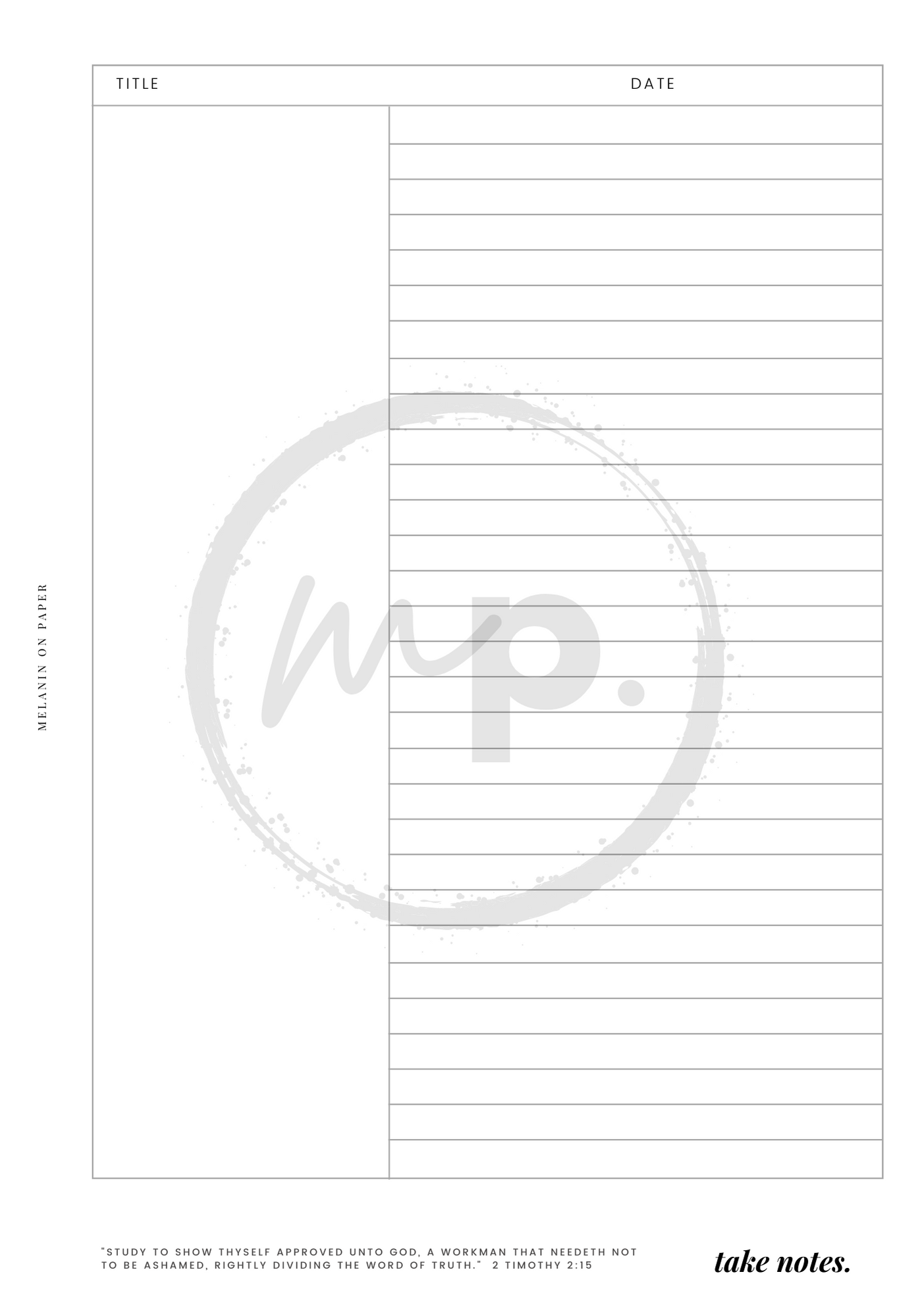 "take notes" Printable Planner Insert Bundle