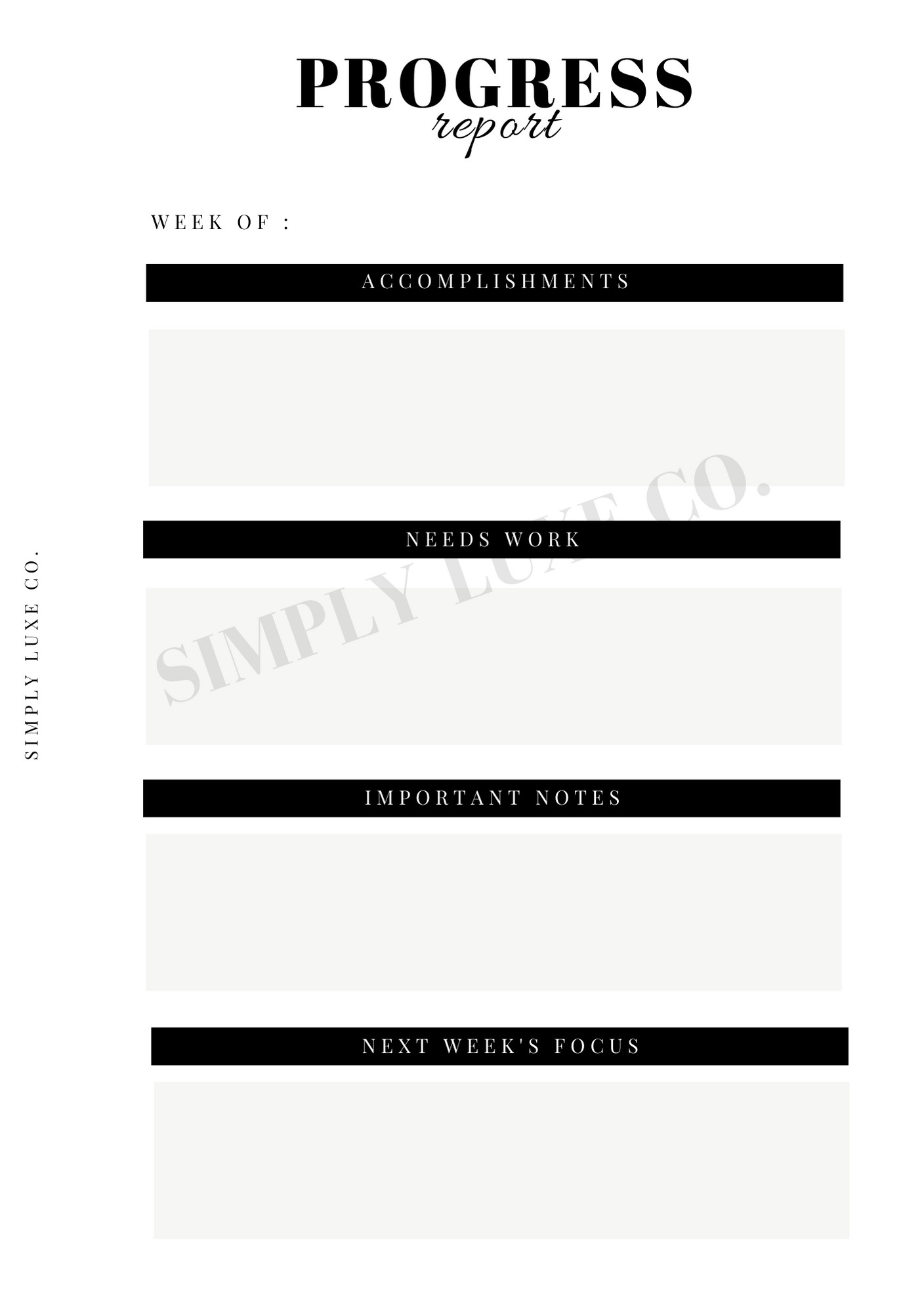 Progress Report Printable