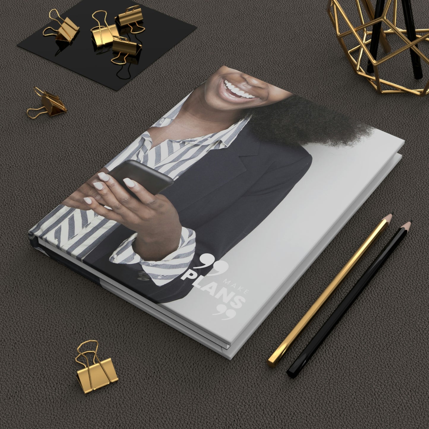 "make plans" Velvety Matte Hardcover Journal
