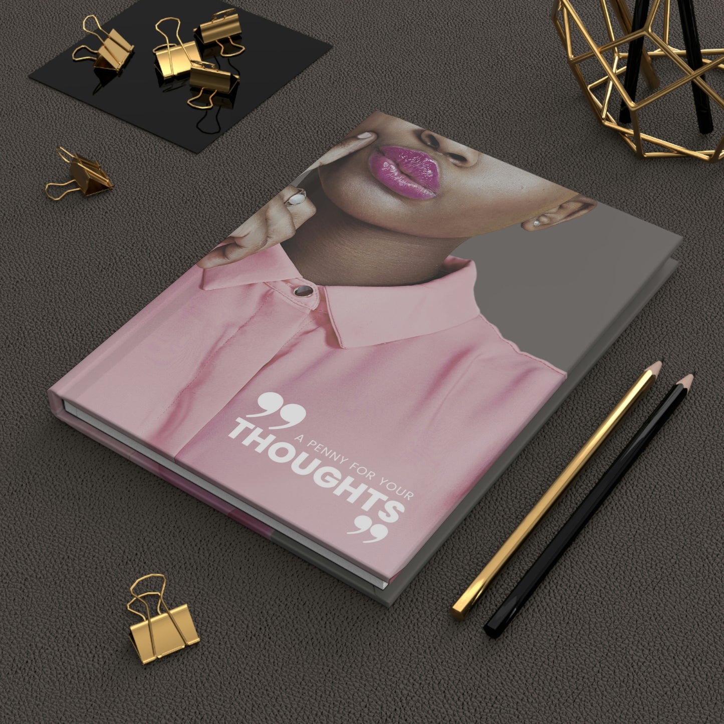 "a penny for your thoughts" Velvety Matte Hardcover Journal