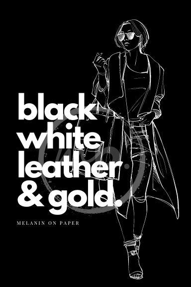 "Black, white, leather, & gold" Printable Journaling Card - 2 Sizes Available