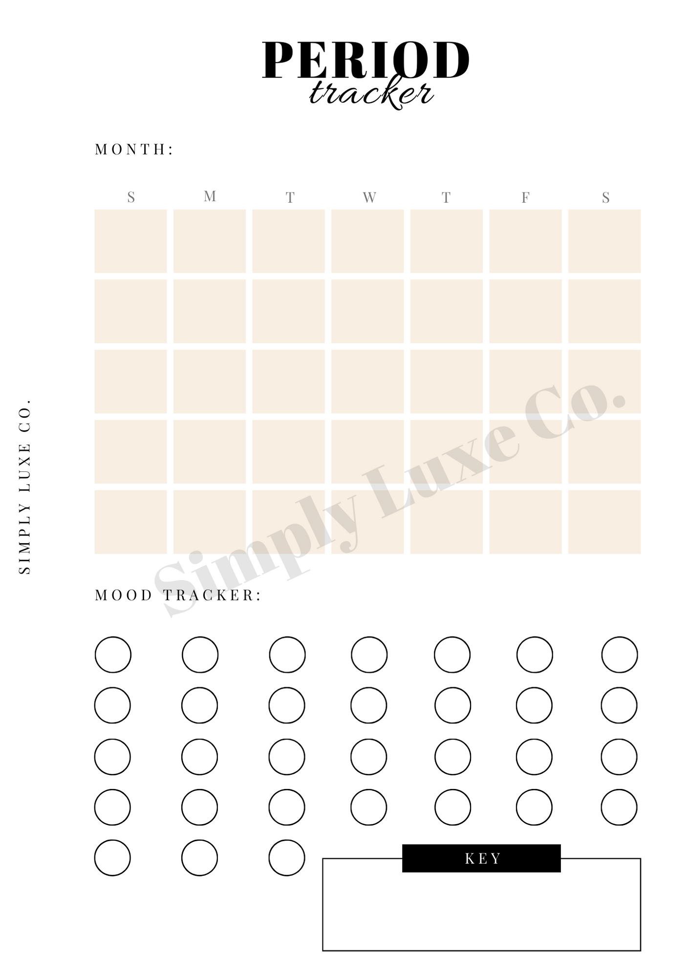 Period Tracker Printable