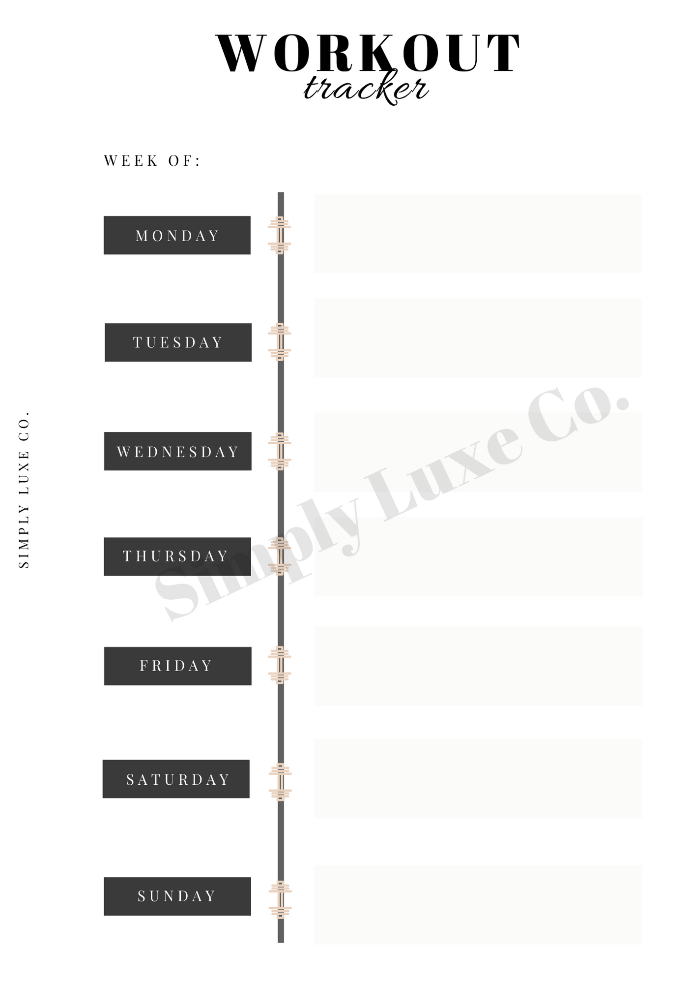 Weekly Workout Tracker Printable