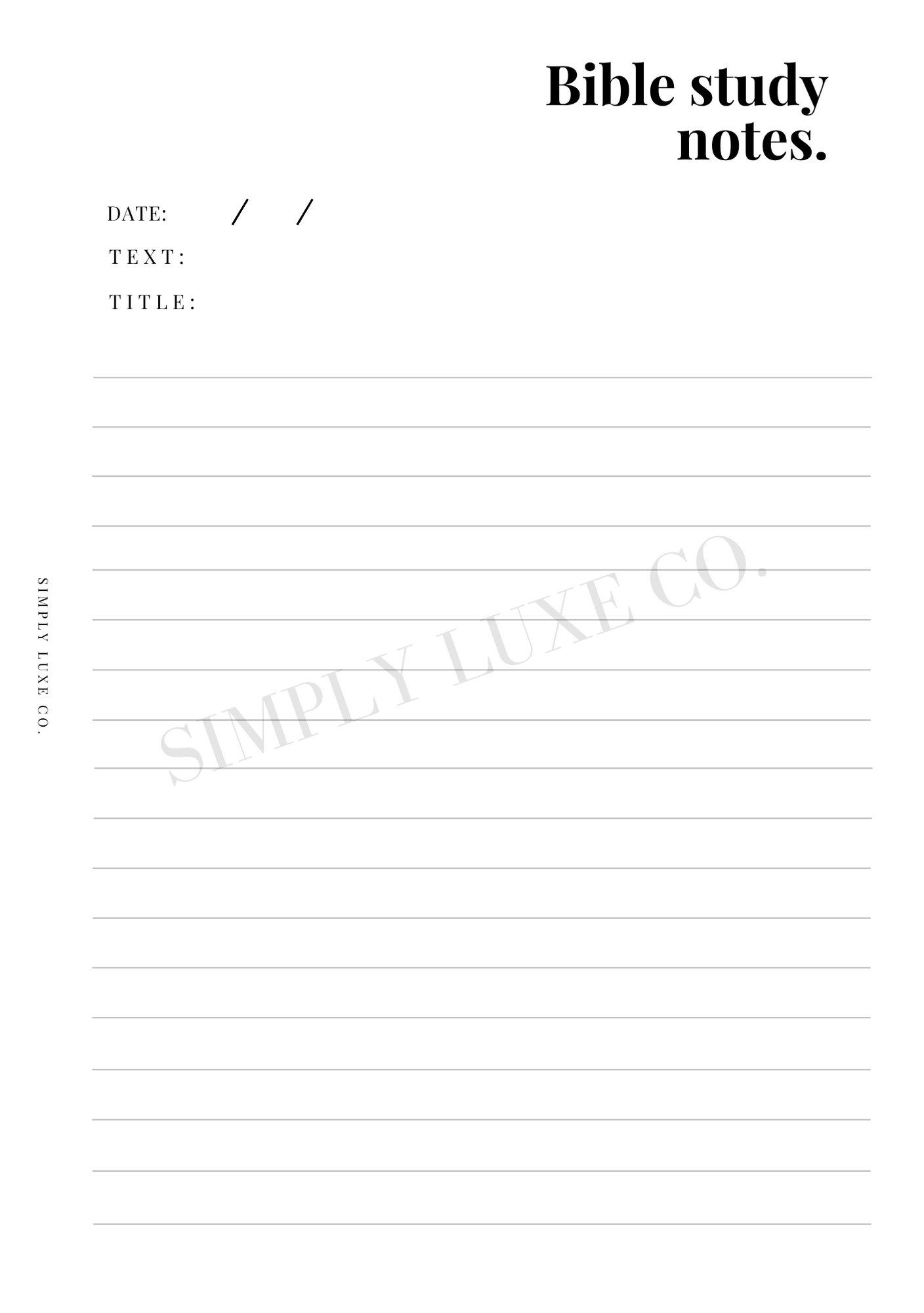 Bible Study Notes Printable Inserts