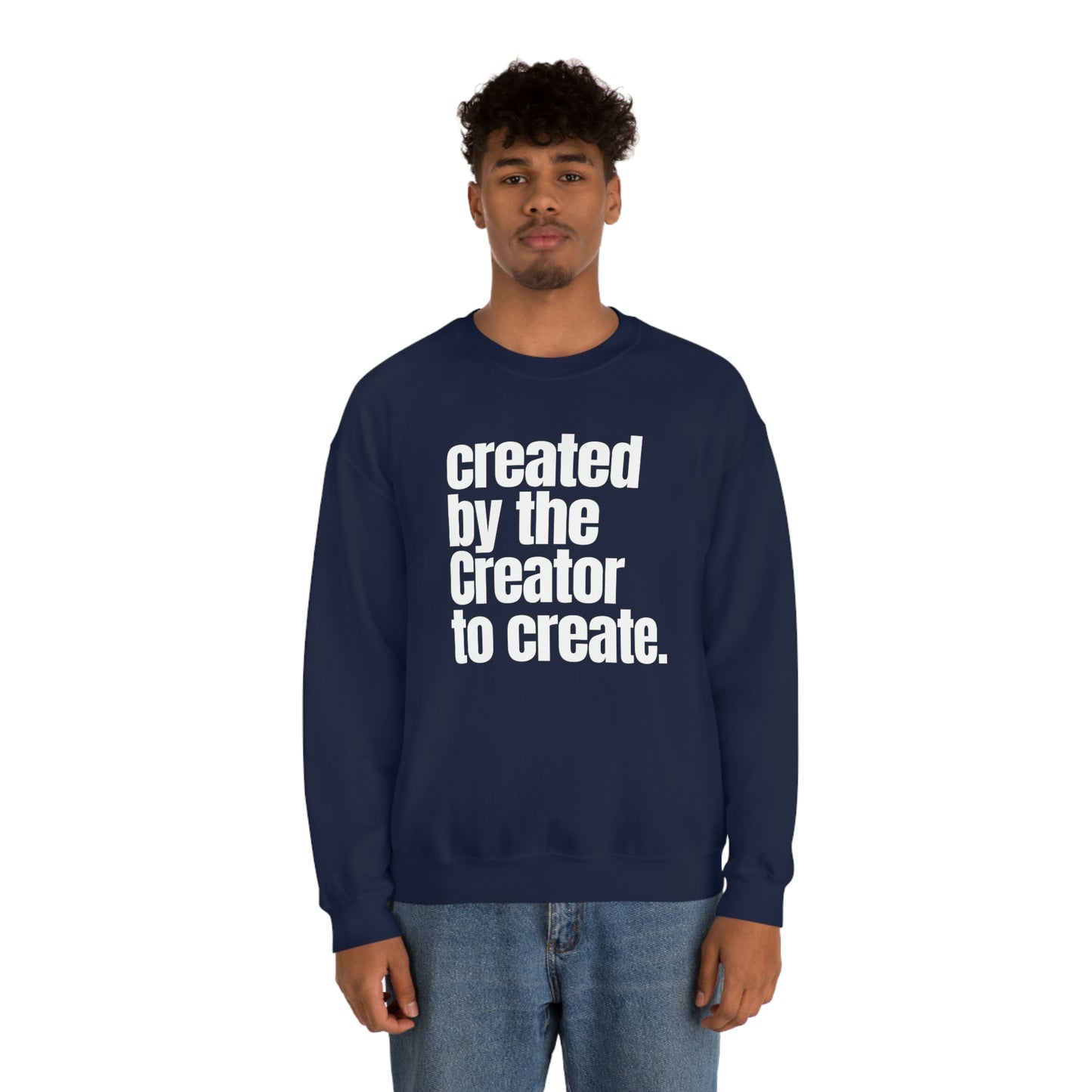 "created by the Creator..." Unisex Heavy Blend™ Crewneck Sweatshirt - Black & Navy Blue Available