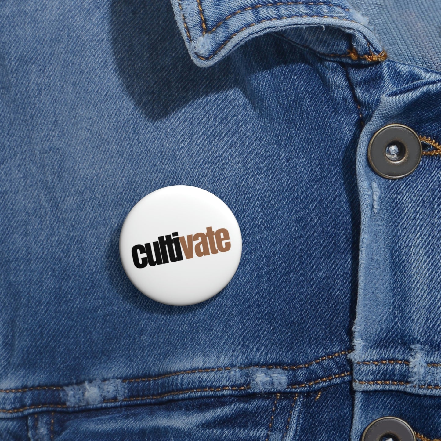 "cultivate" Pin Button - black & gold