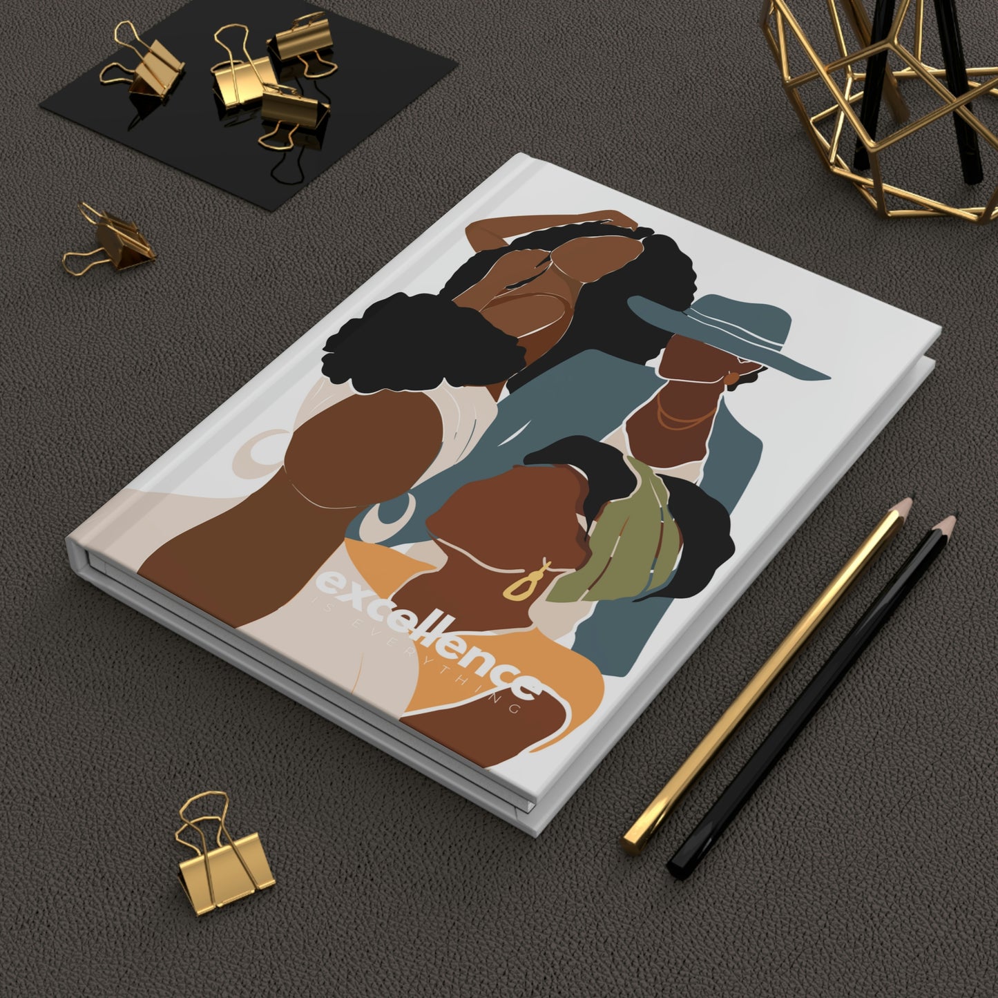 "excellence is everything" Velvety Matte Hardcover Journal