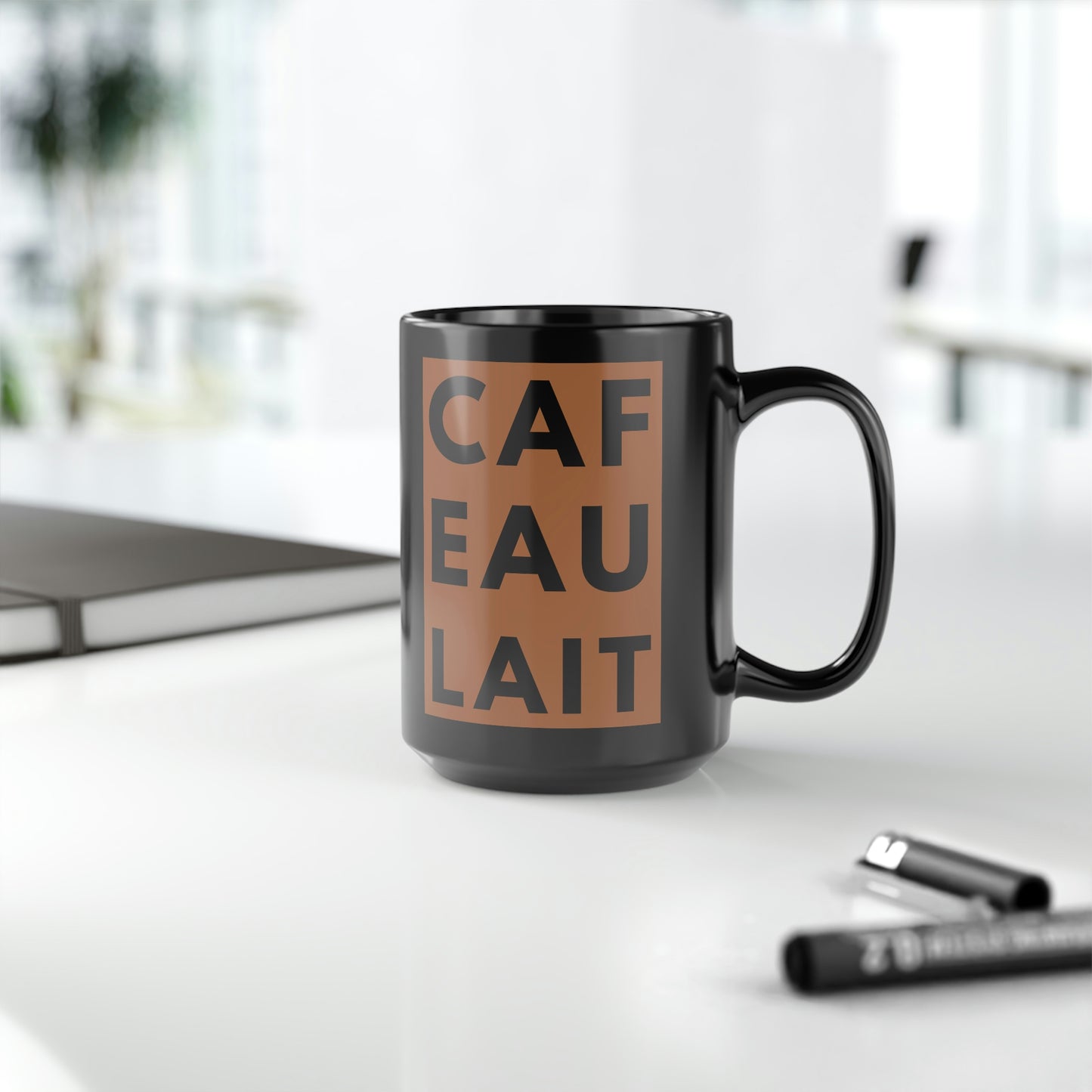 Luxury "Cafe Au Lait" Mug - 15oz Black
