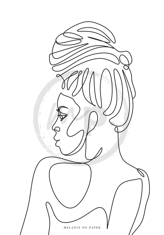 "the melanated woman" Line Art Printable Dashboard Insert