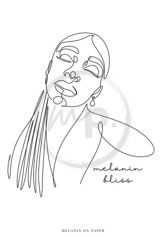 "melanin bliss" Line Art Printable Dashboard Insert