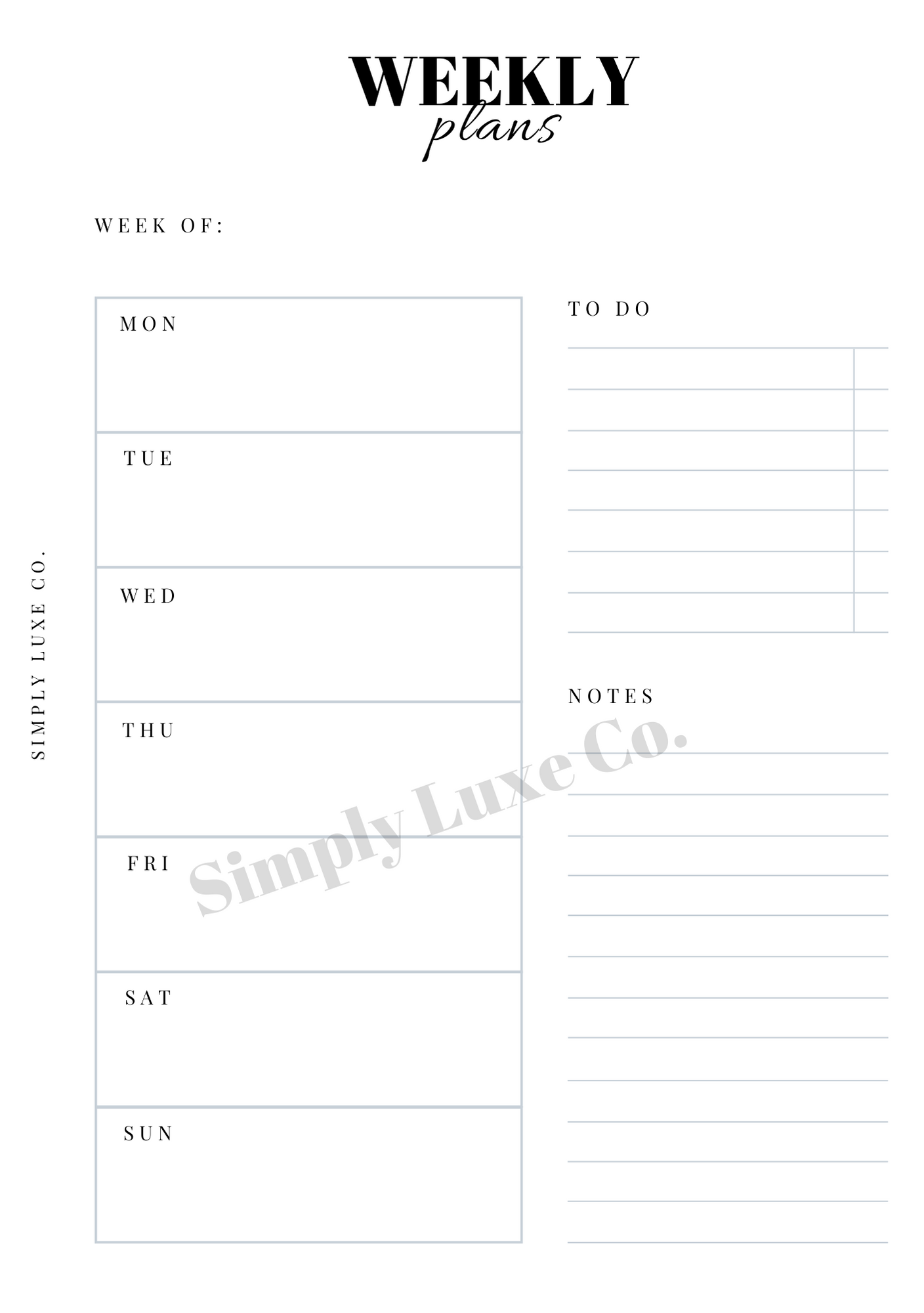 Weekly Undated Printable