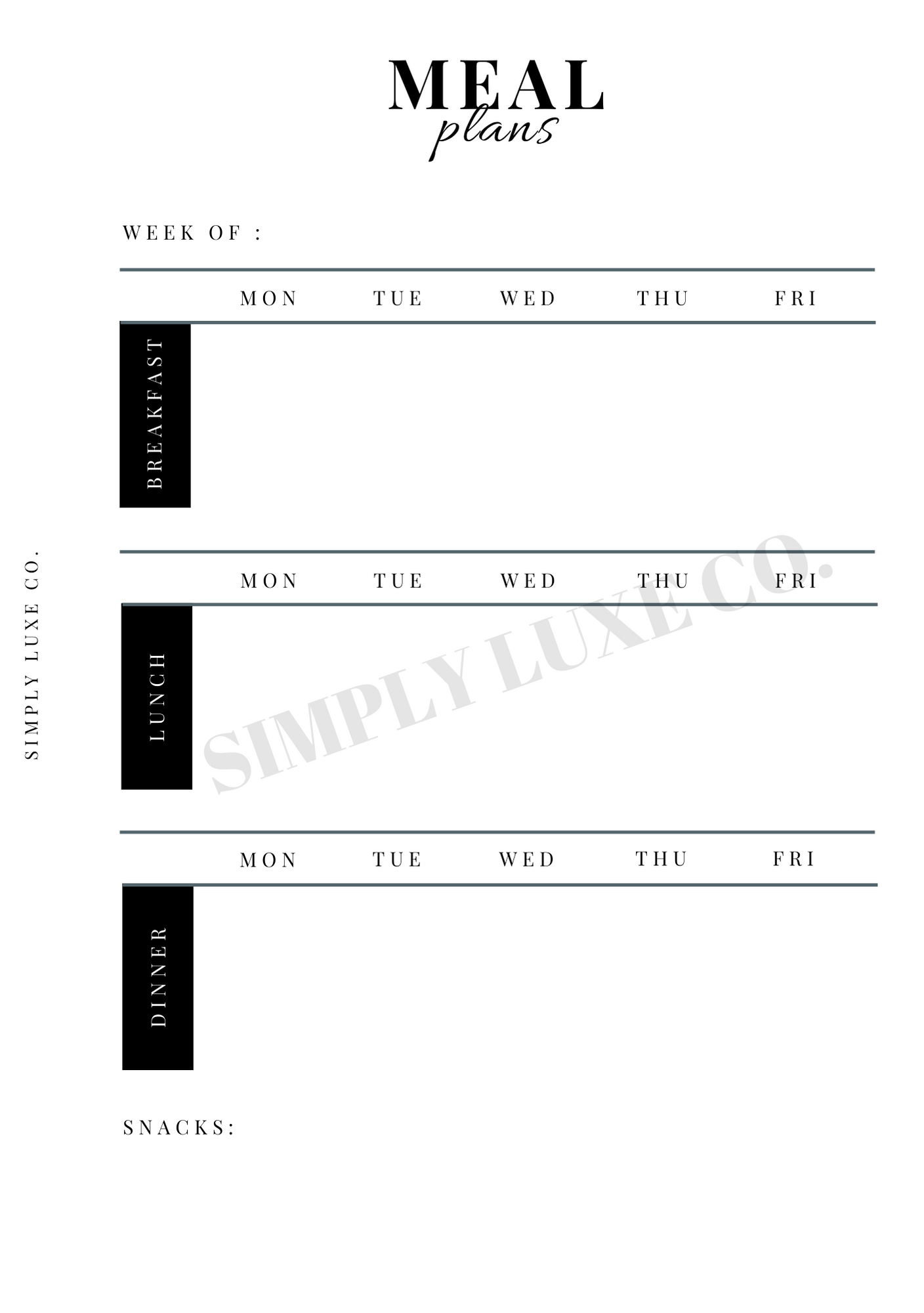 Meal Plans Printable