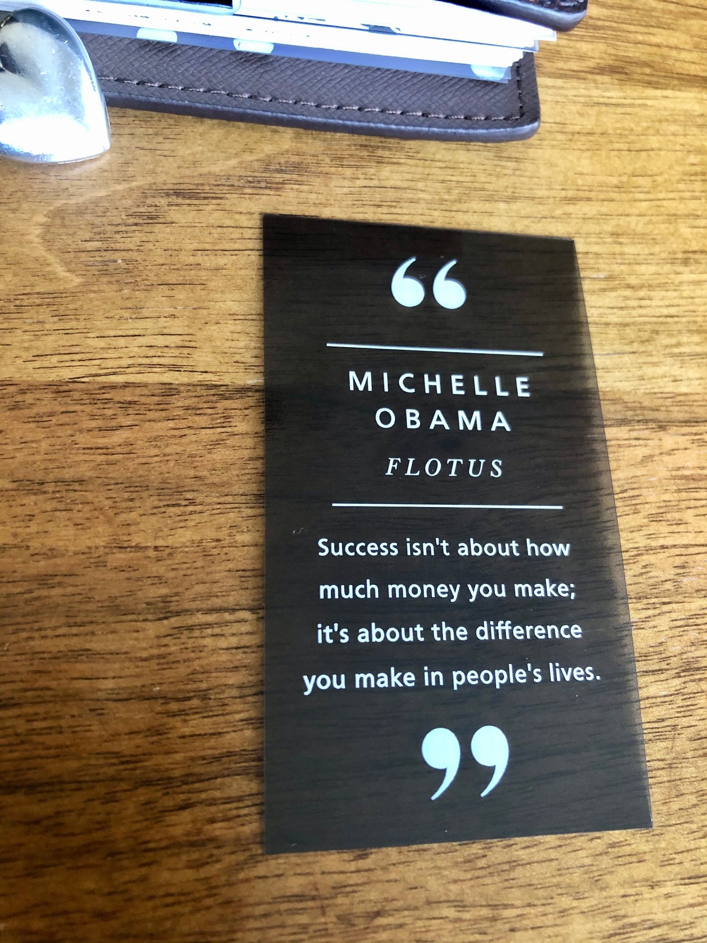 Michelle Obama "Success isn't about how much money you make..." Transparent Planner Card