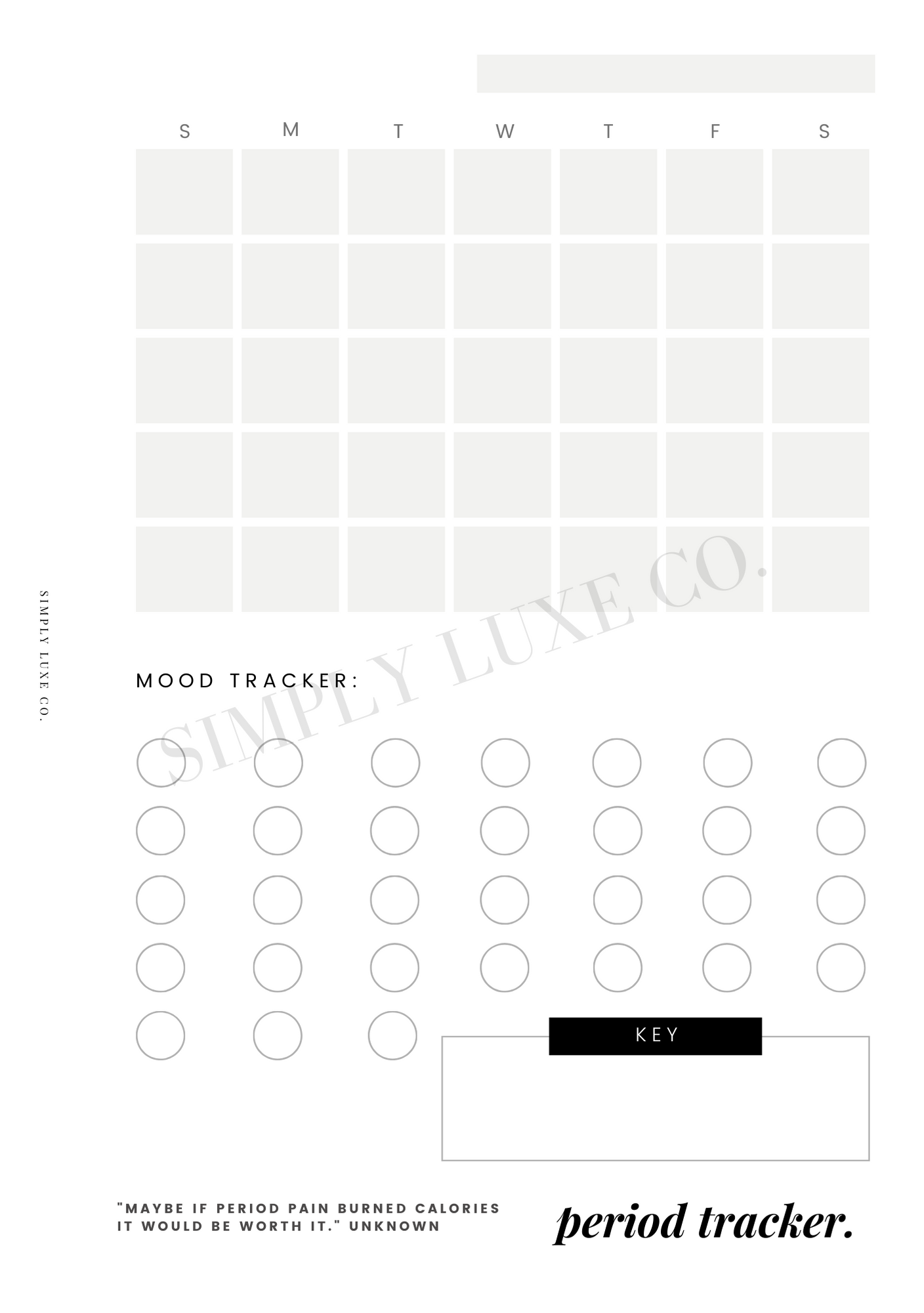 period tracker "Editorial Edition" Printable Insert