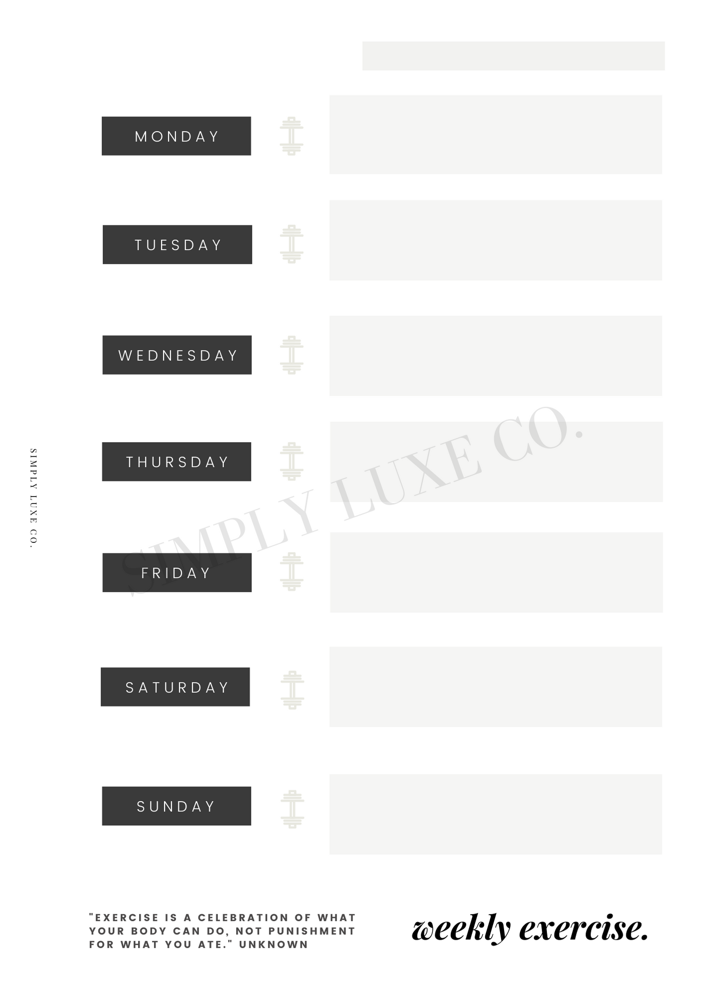 weekly exercise "Editorial Edition" Printable Insert