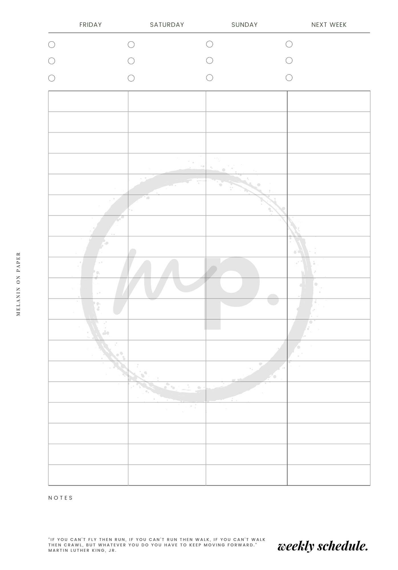 "weekly schedule" Printable Planner Insert