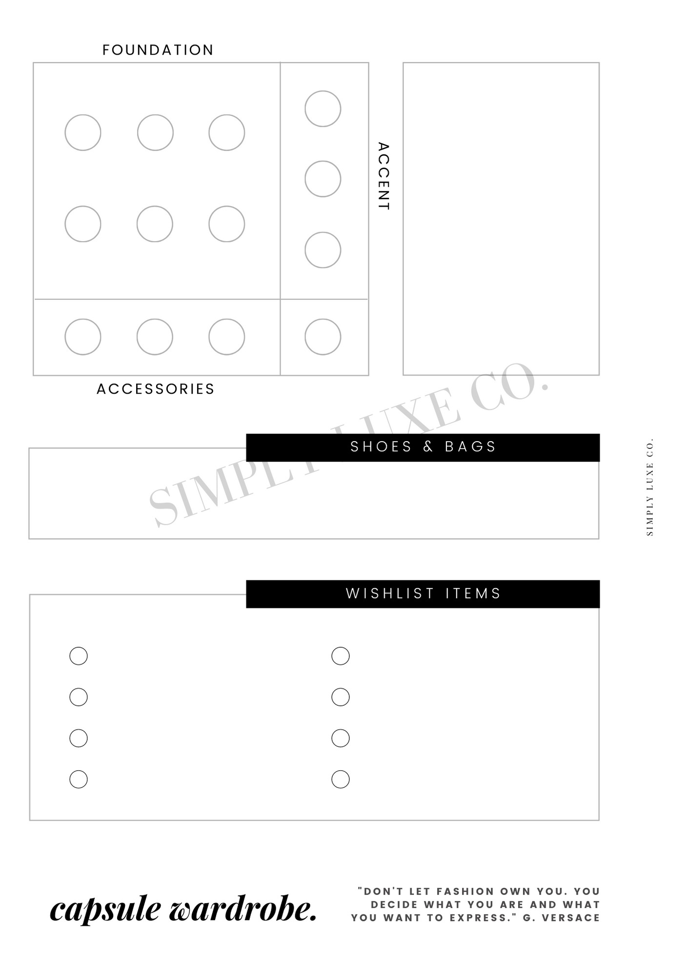 capsule wardrobe "Editorial Edition" Printable Insert