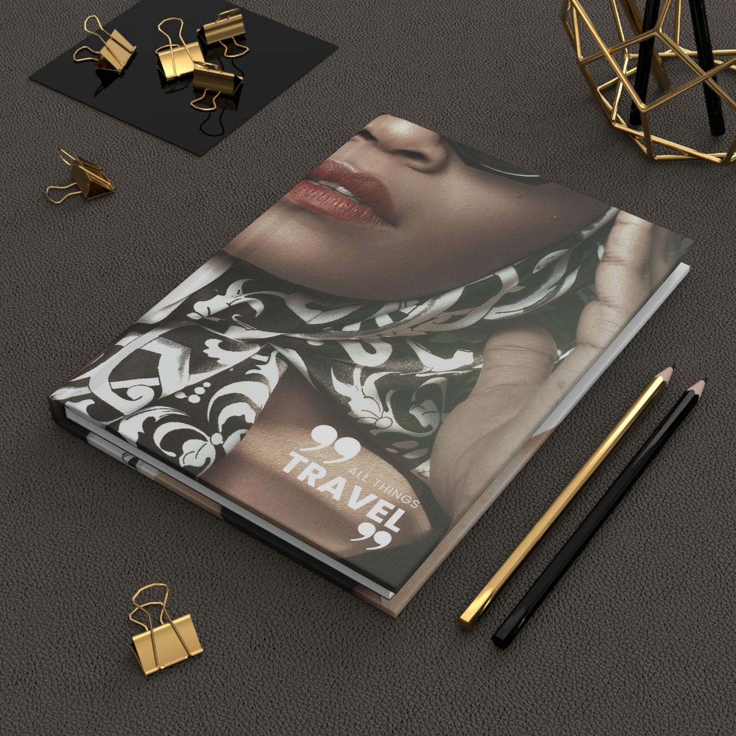 "all things travel" Velvety Matte Hardcover Journal
