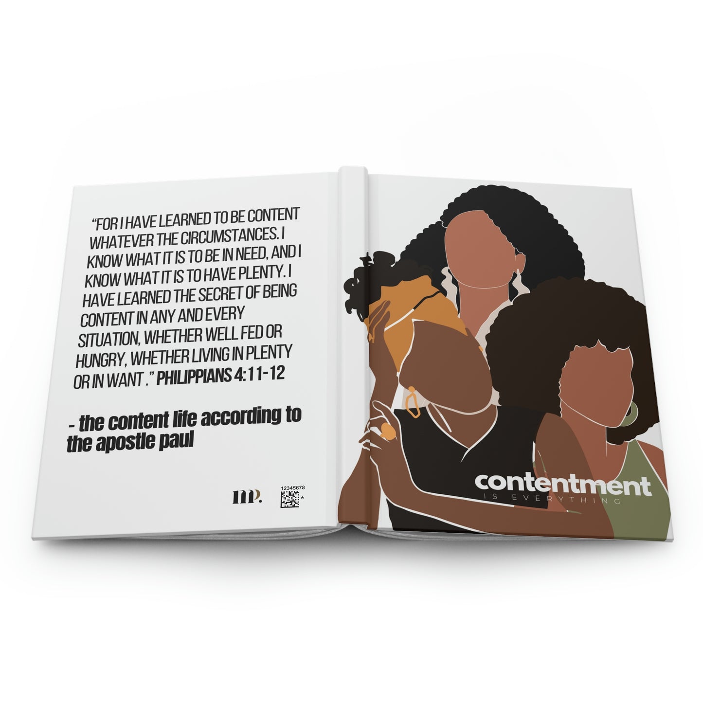 "contentment is everything" Velvety Matte Hardcover Journal