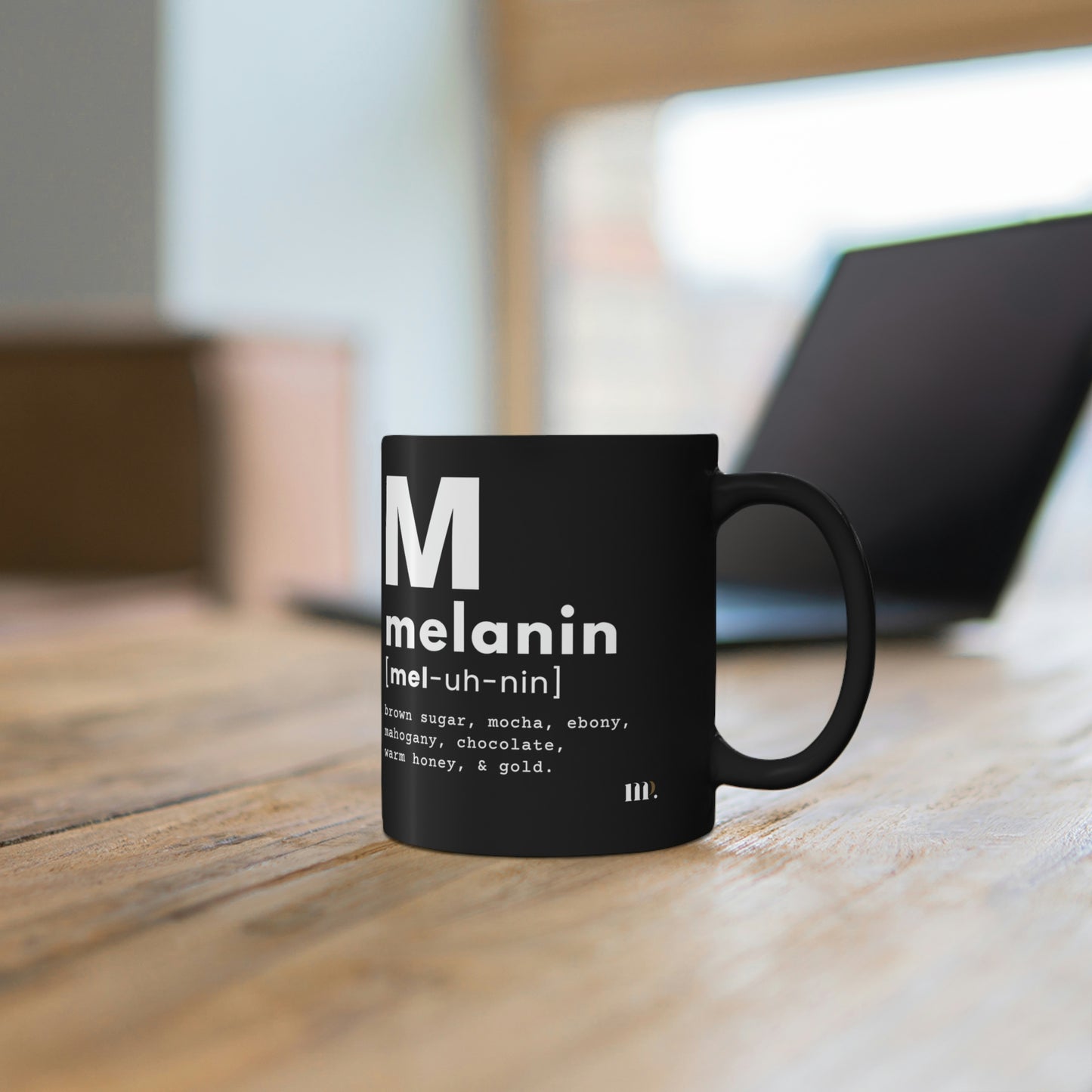 "melanin" 11oz Black Mug