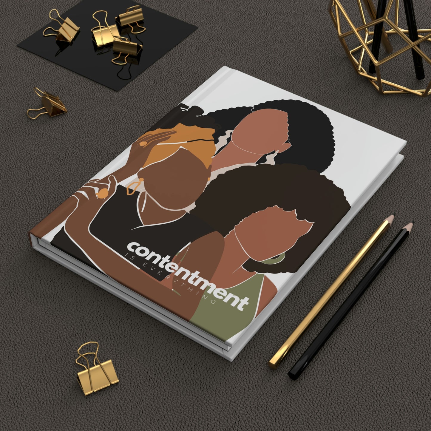 "contentment is everything" Velvety Matte Hardcover Journal