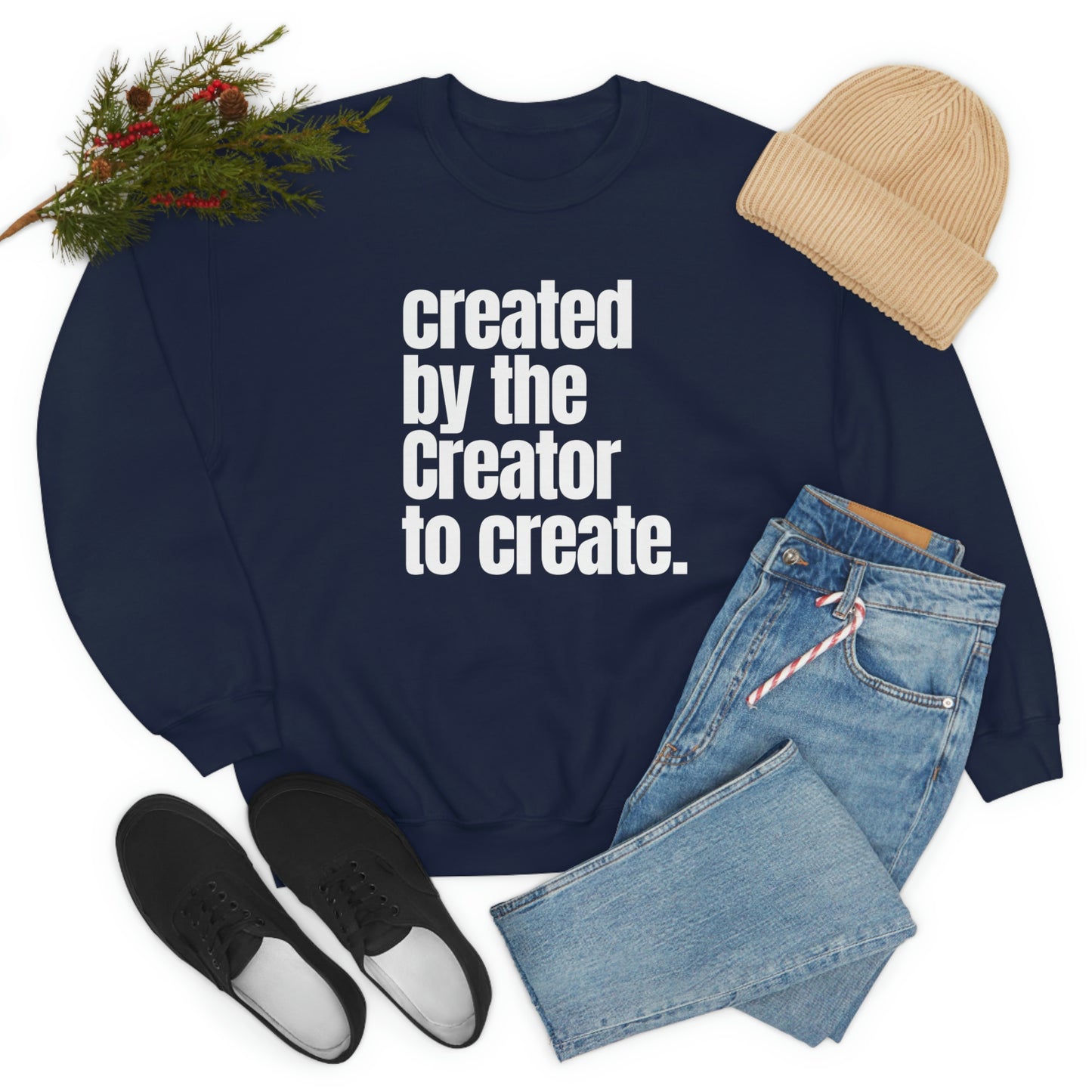 "created by the Creator..." Unisex Heavy Blend™ Crewneck Sweatshirt - Black & Navy Blue Available
