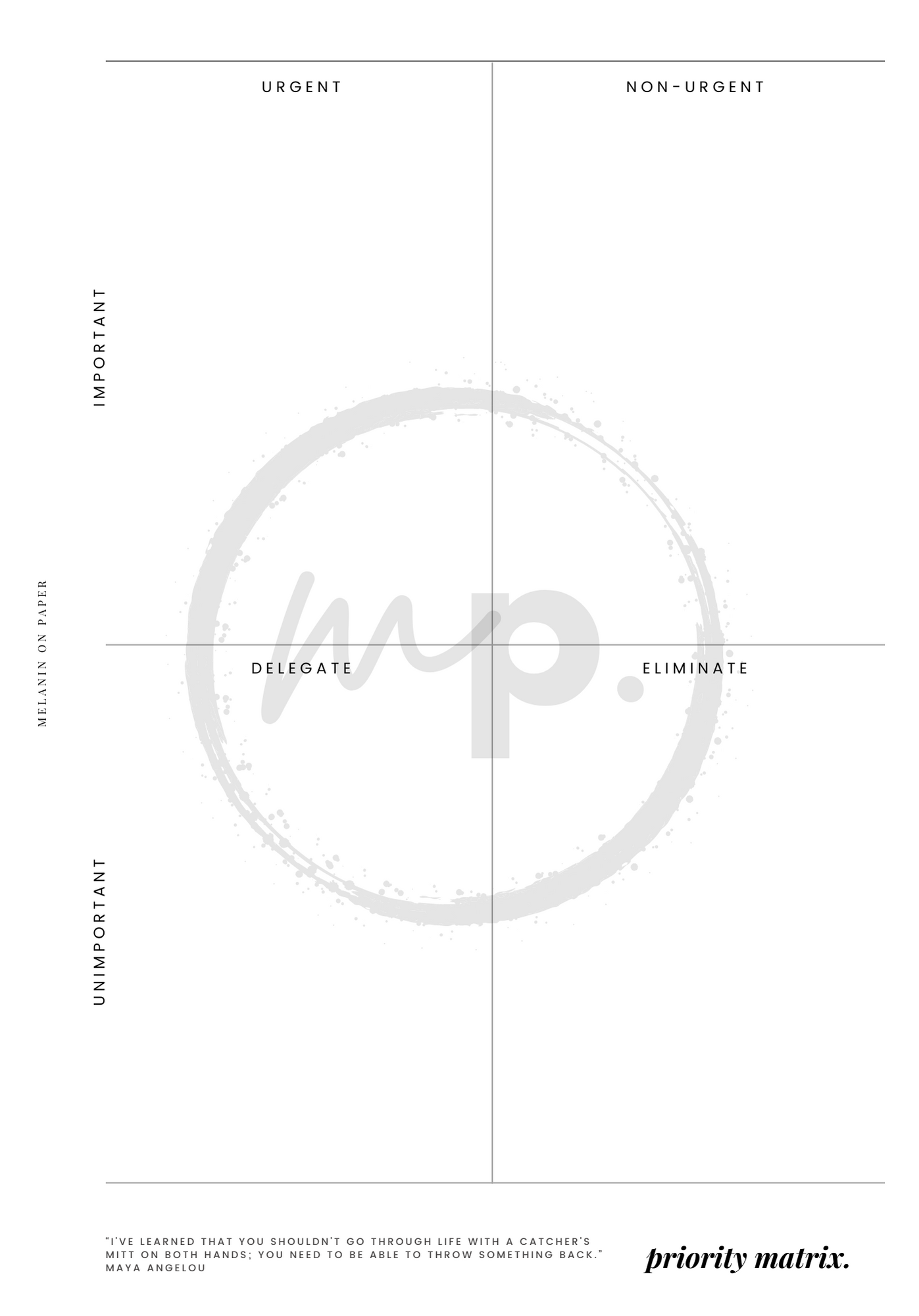 "priority matrix" Printable Planner Insert