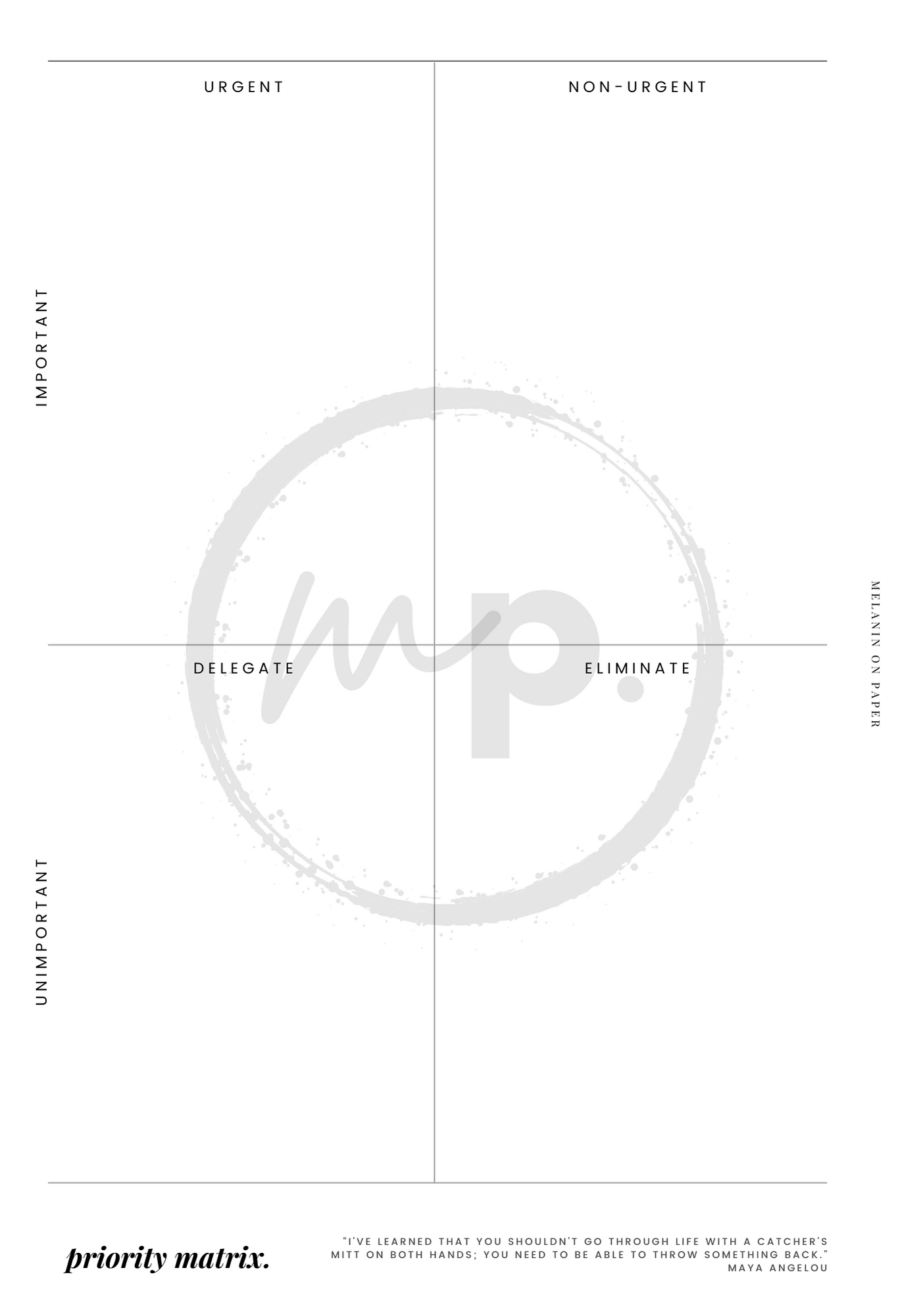 "priority matrix" Printable Planner Insert