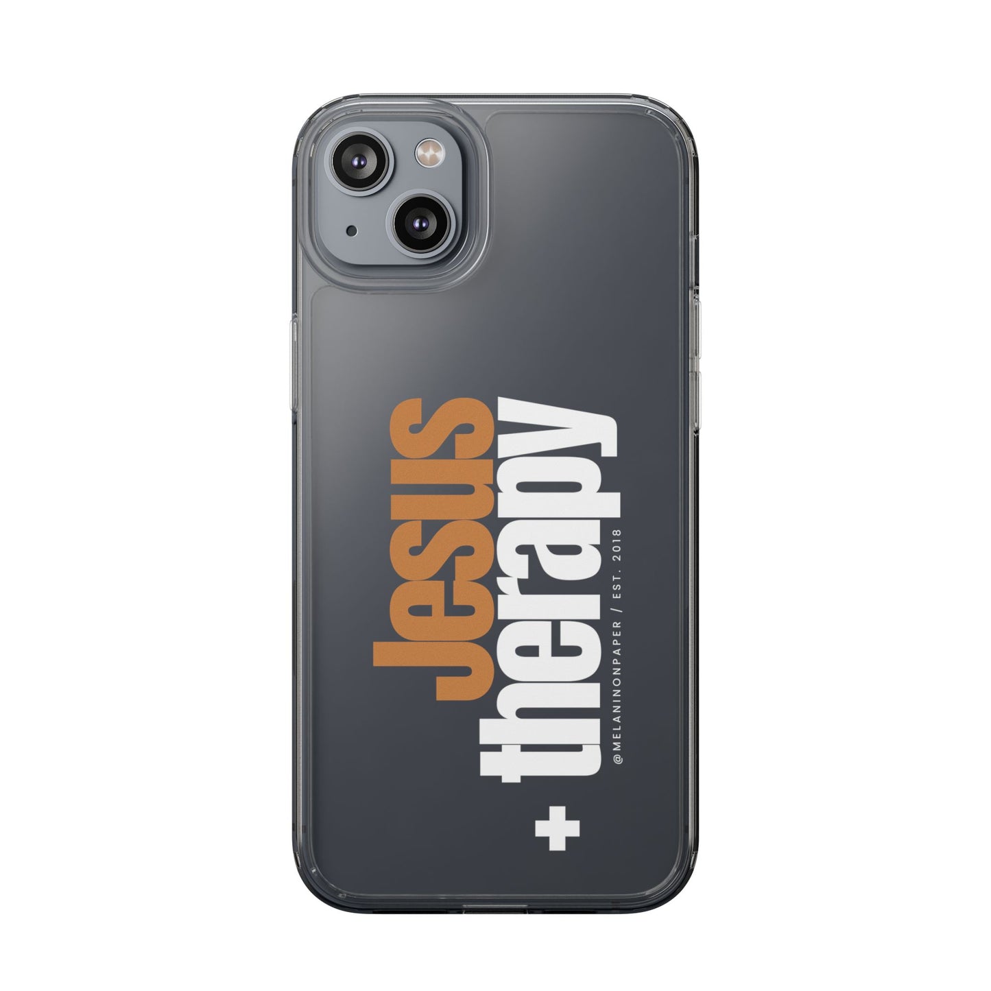 "Jesus + therapy" Clear Phone Cases - white & gold