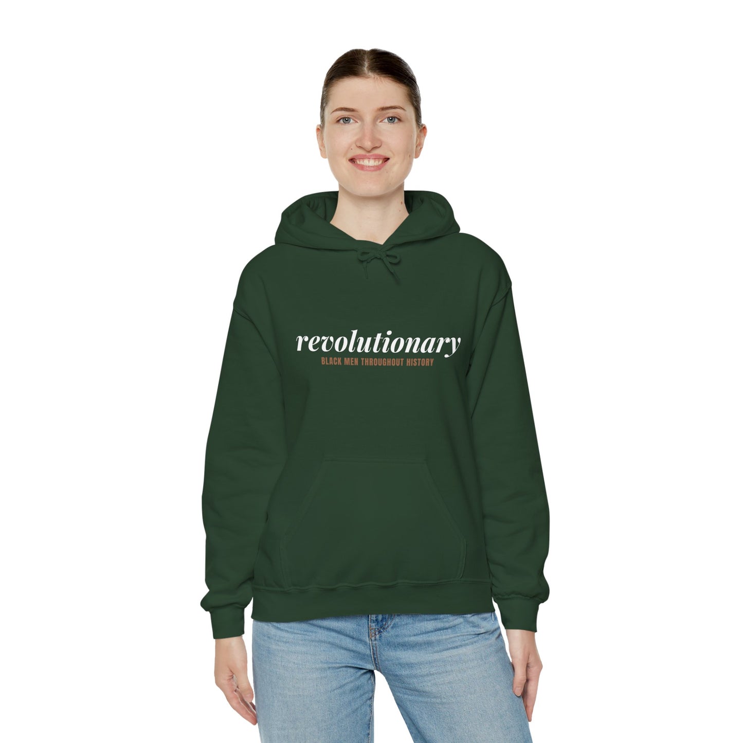 "Revolutionary Black Men" Unisex Heavy Blend™ Hooded Sweatshirt - Black, Chocolate, Navy Blue, Dark Gray, & Hunter Green Available