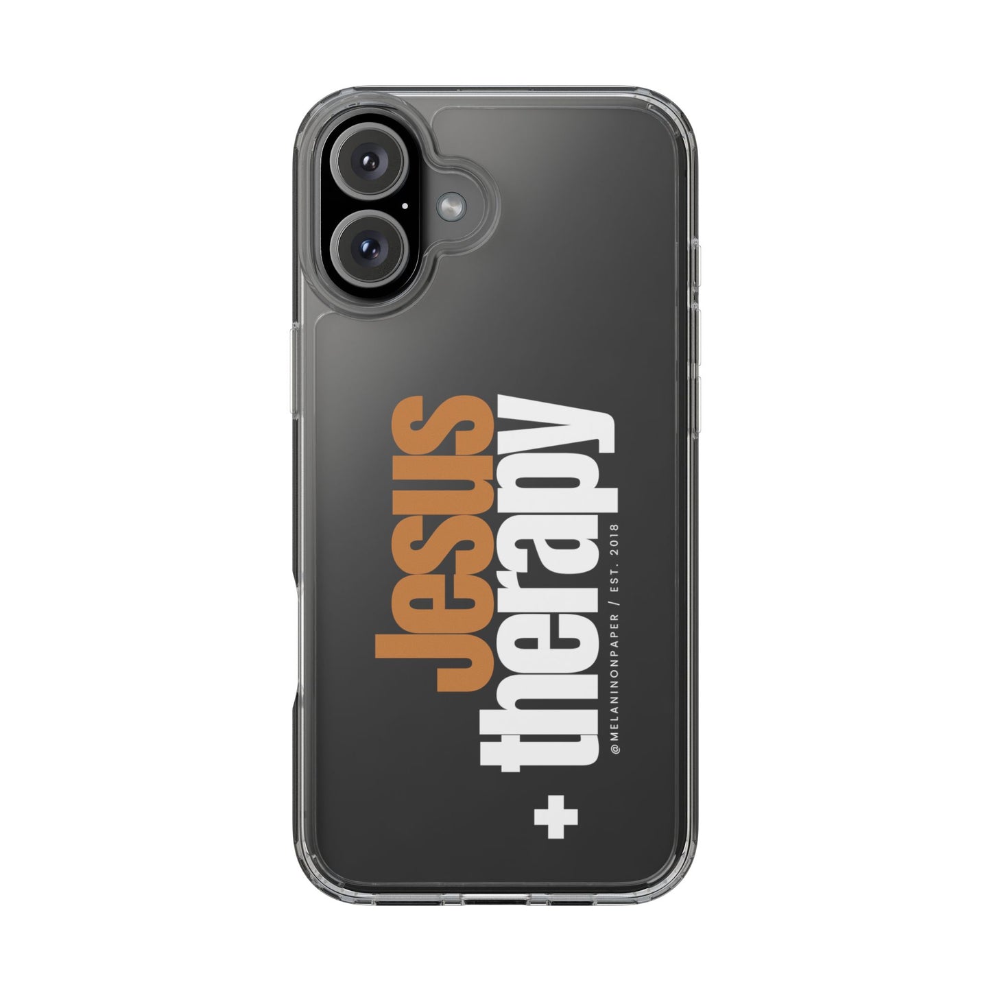 "Jesus + therapy" Clear Phone Cases - white & gold