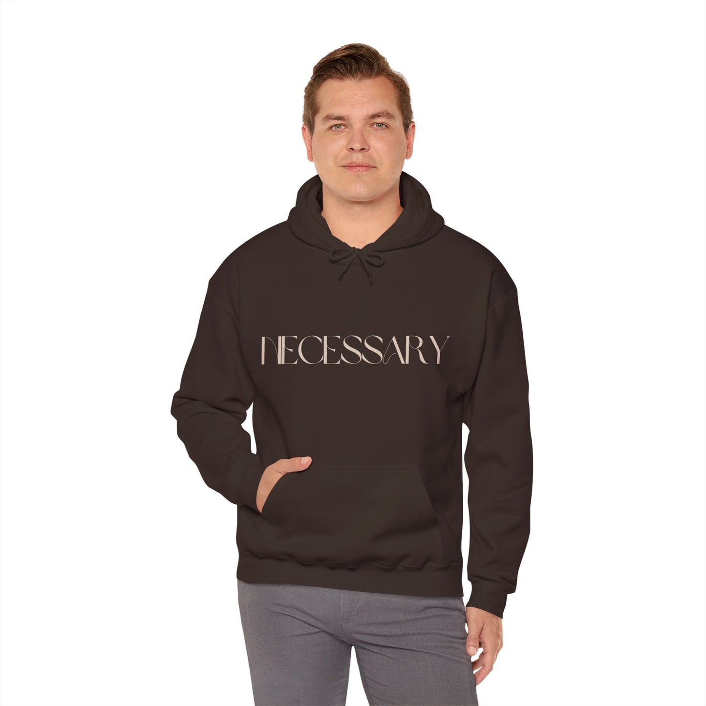 "necessary" Unisex Heavy Blend™ Hooded Sweatshirt - Black, Chocolate, & Hunter Green Available