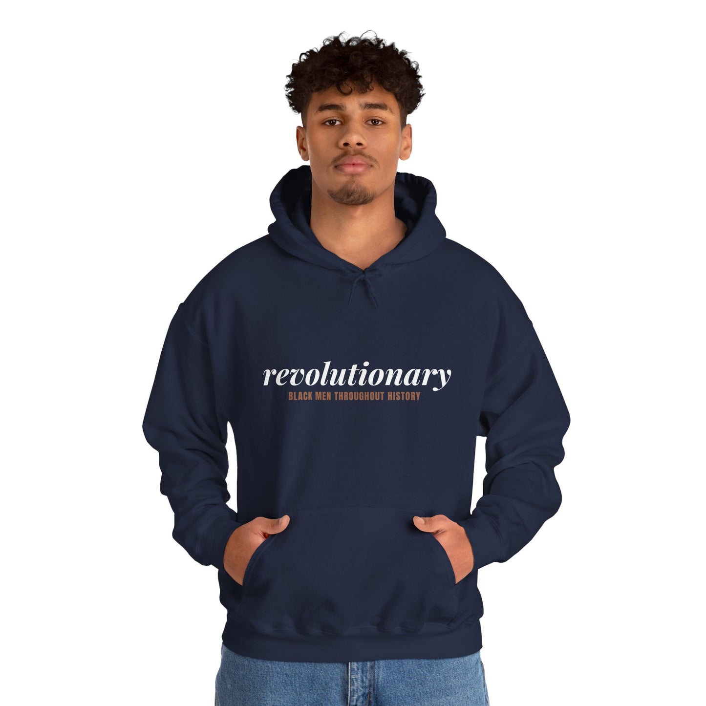 "Revolutionary Black Men" Unisex Heavy Blend™ Hooded Sweatshirt - Black, Chocolate, Navy Blue, Dark Gray, & Hunter Green Available
