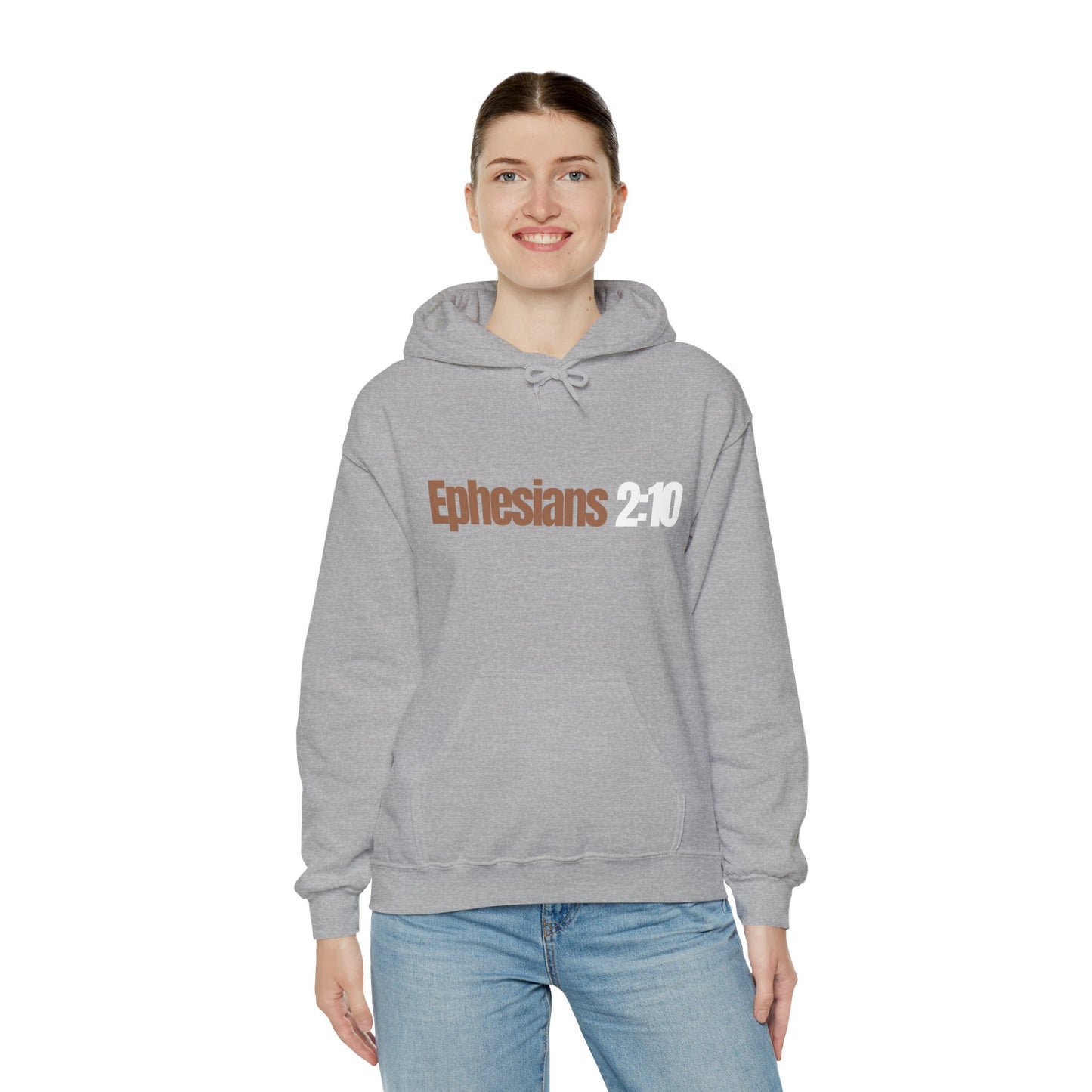 "Ephesians 2:10" Unisex Heavy Blend™ Hooded Sweatshirt - Black, Chocolate, Navy Blue, Gray, Dark Gray, & Hunter Green Available