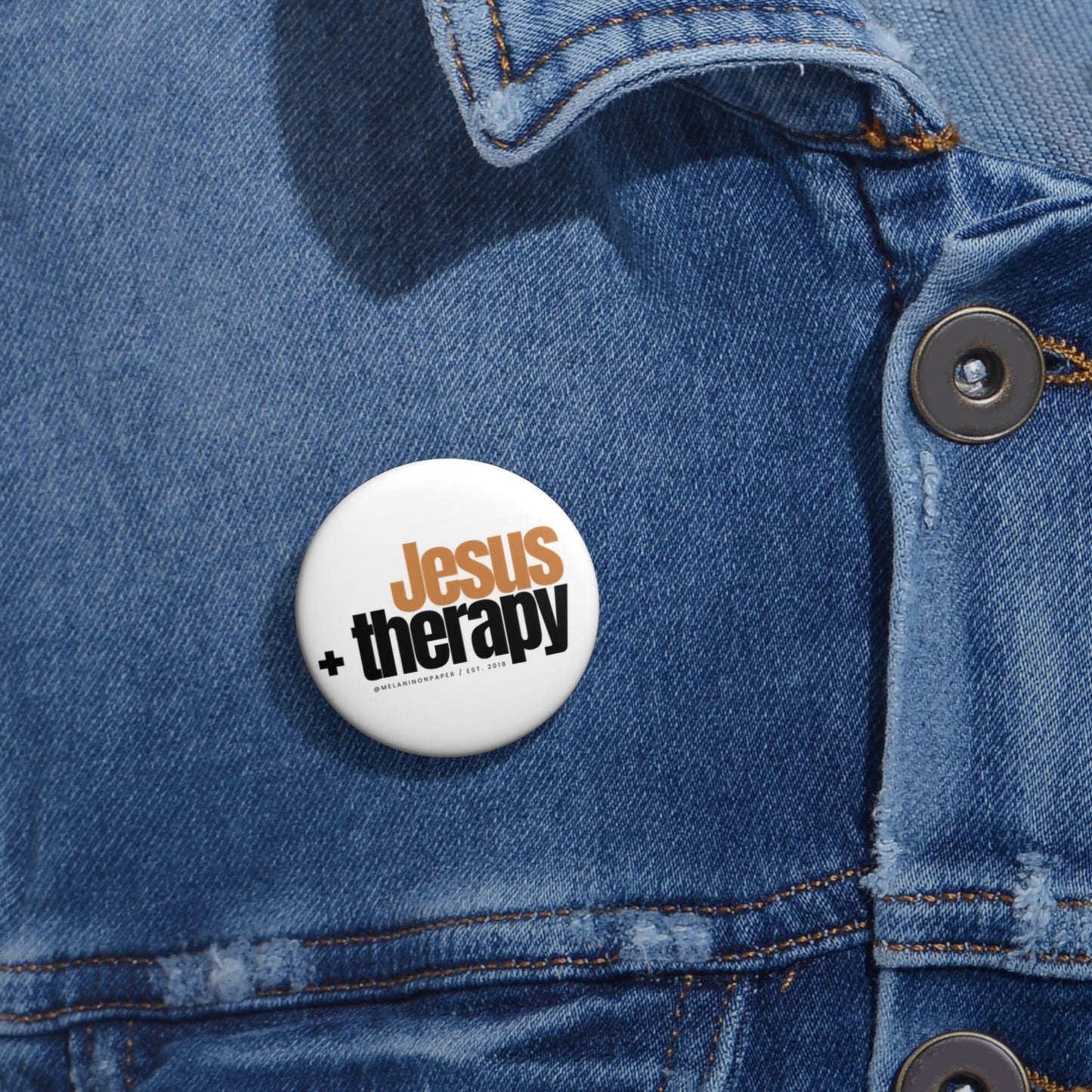 "Jesus + therapy" Pin Button - black & gold