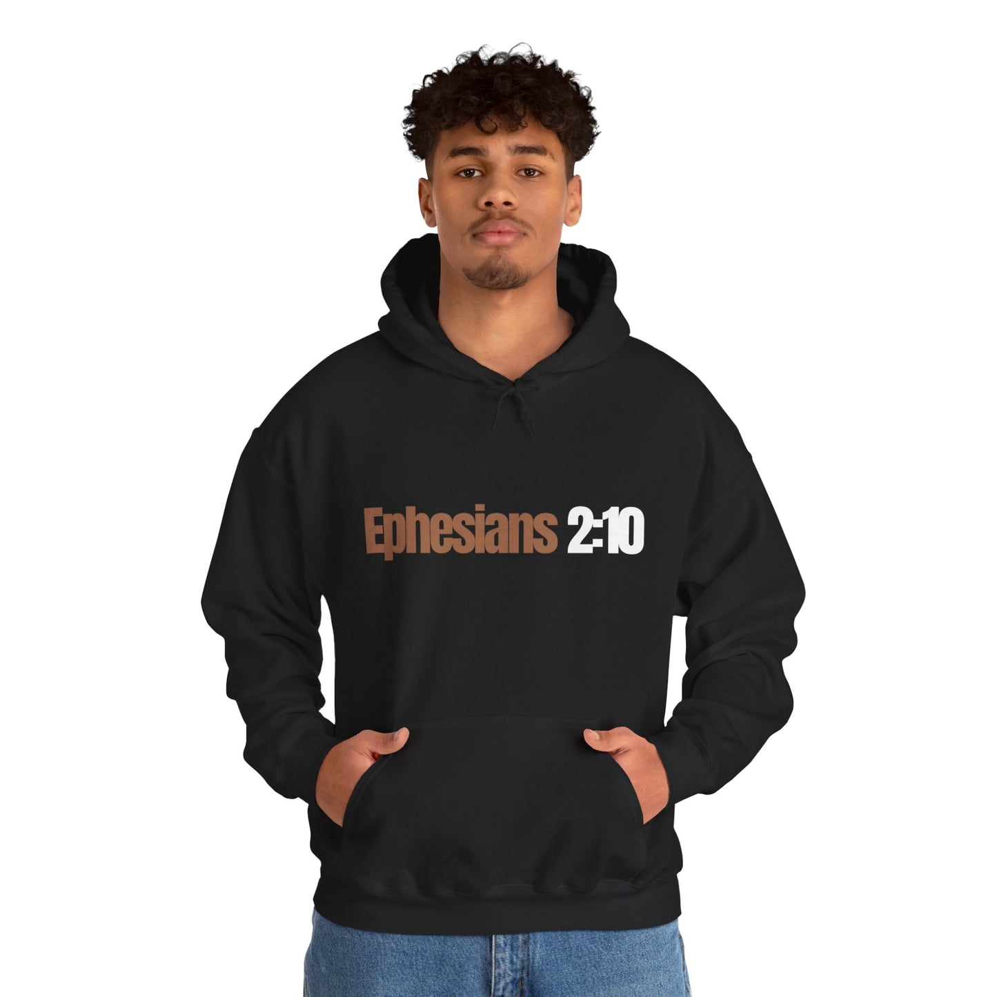 "Ephesians 2:10" Unisex Heavy Blend™ Hooded Sweatshirt - Black, Chocolate, Navy Blue, Gray, Dark Gray, & Hunter Green Available