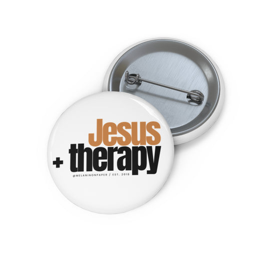 "Jesus + therapy" Pin Button - black & gold