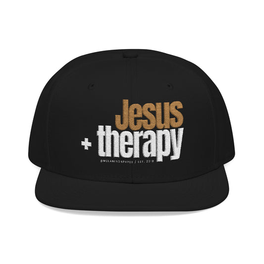 "Jesus + Therapy" Embroidered Snapback Hat