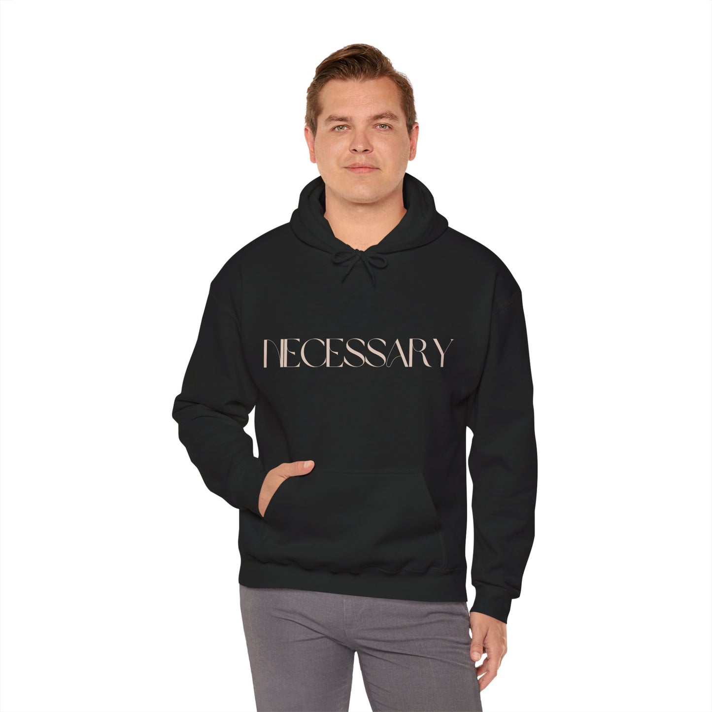 "necessary" Unisex Heavy Blend™ Hooded Sweatshirt - Black, Chocolate, & Hunter Green Available